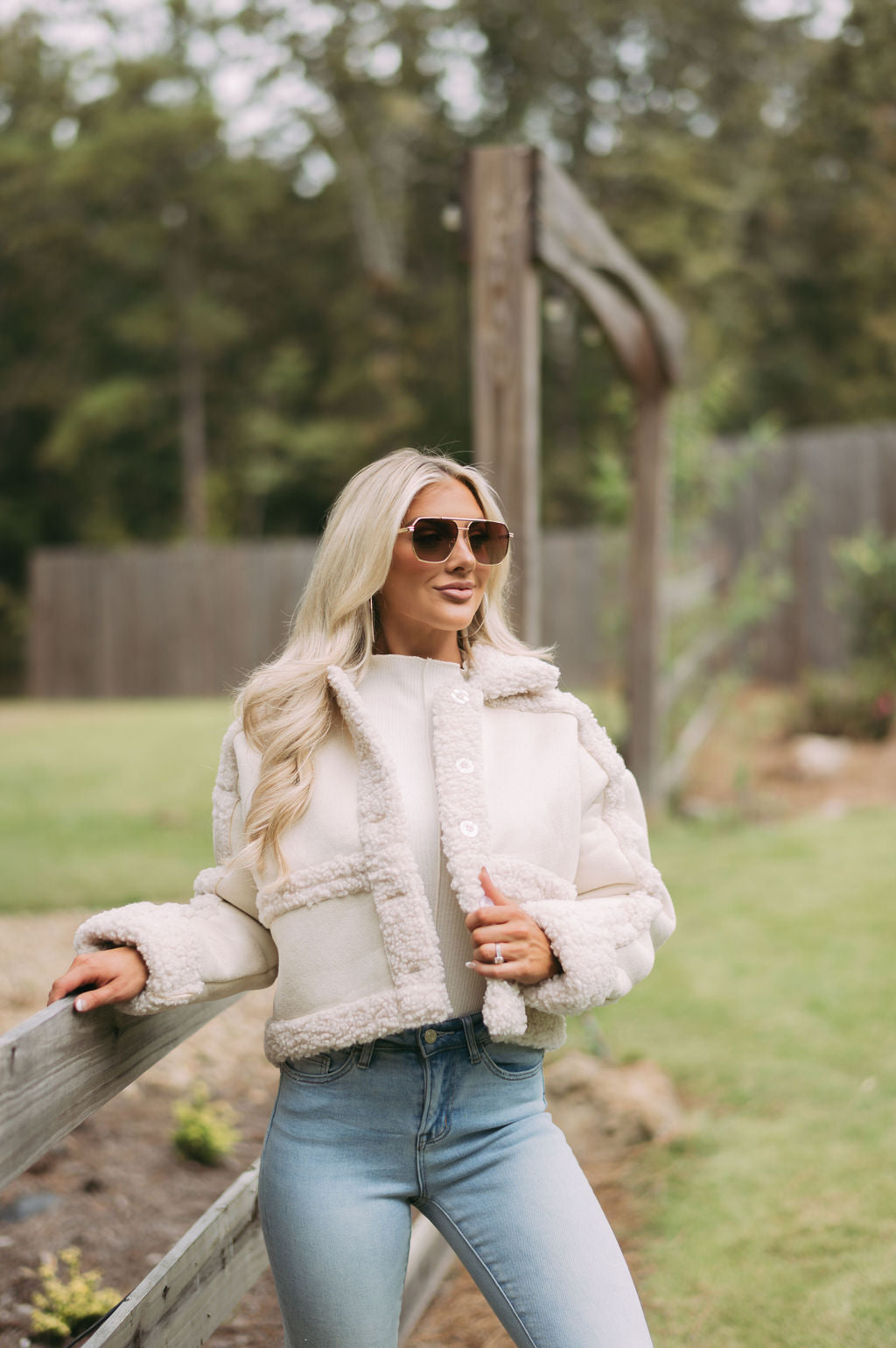 These Three Boutique Kiki Faux Fur Denim Jacket