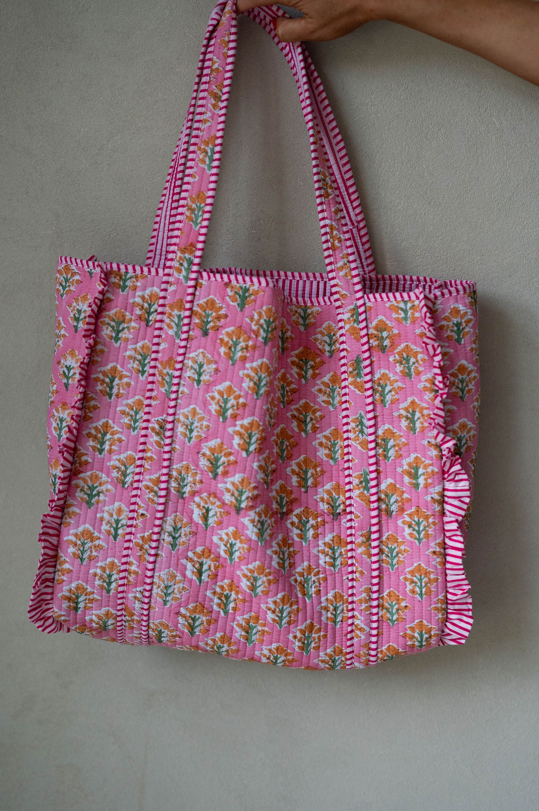 Mallory Floral Tote Bag-Bubblegum Pink