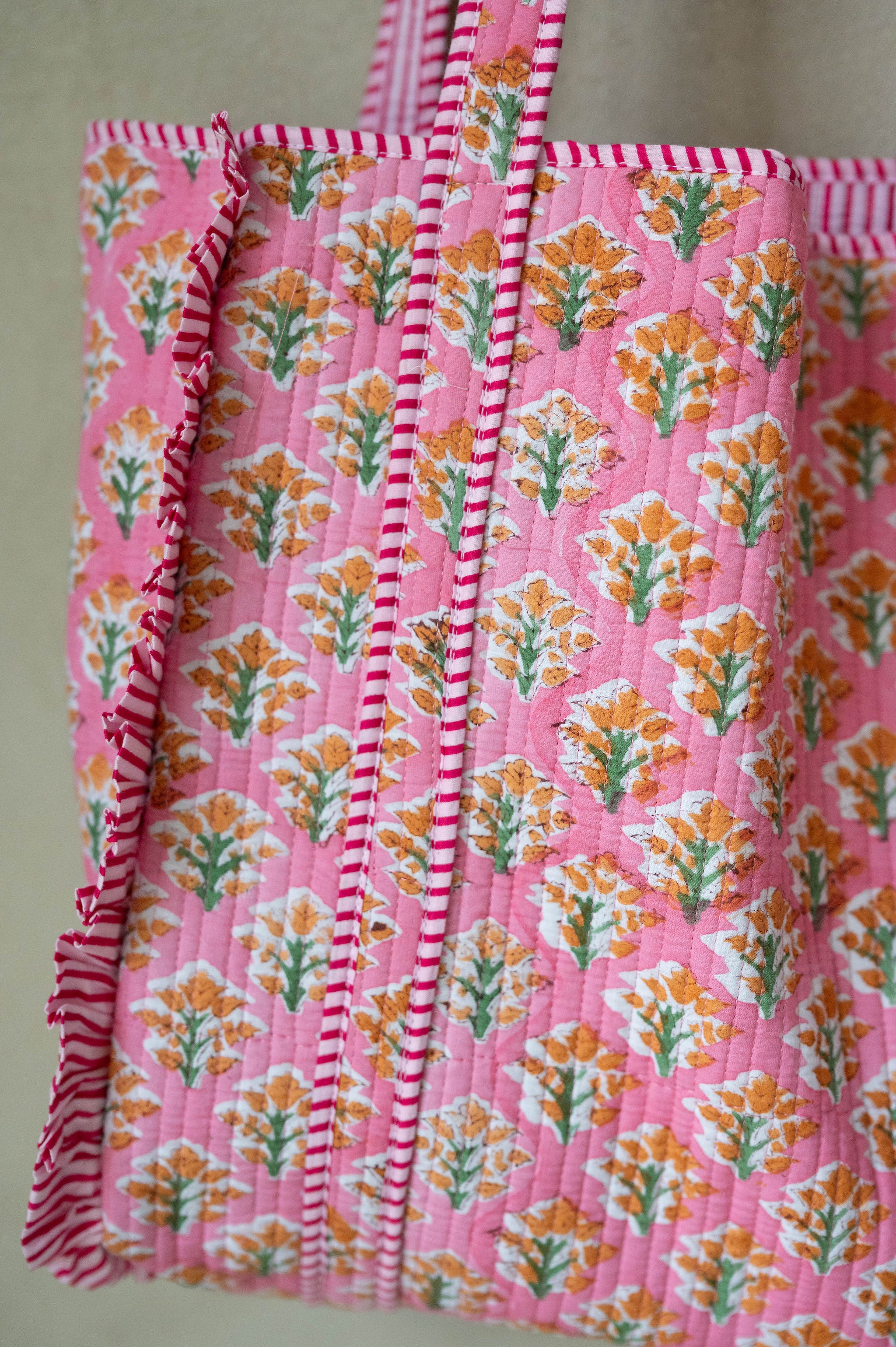 Mallory Floral Tote Bag-Bubblegum Pink
