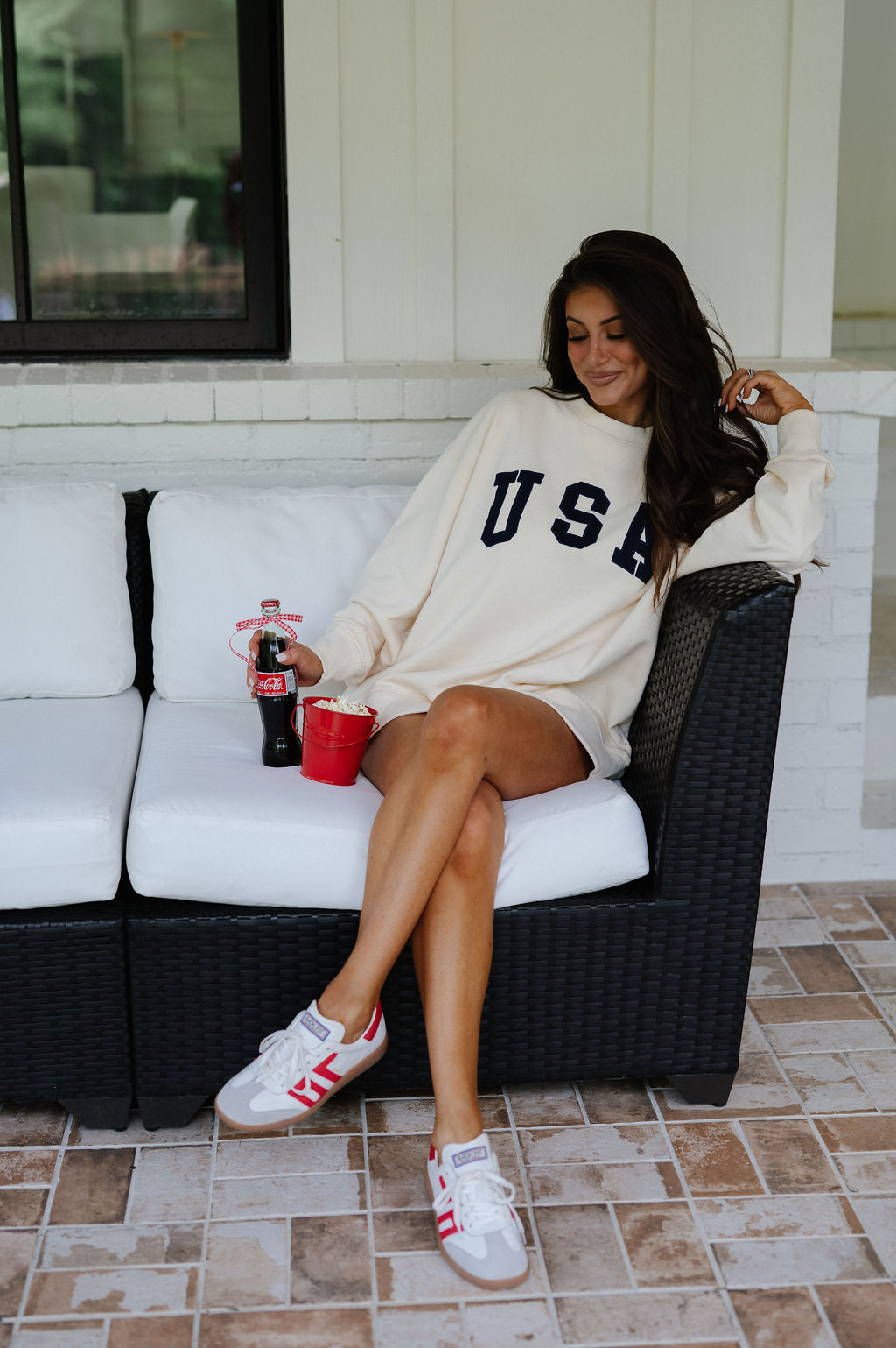 USA Slouchy Pullover- Cream