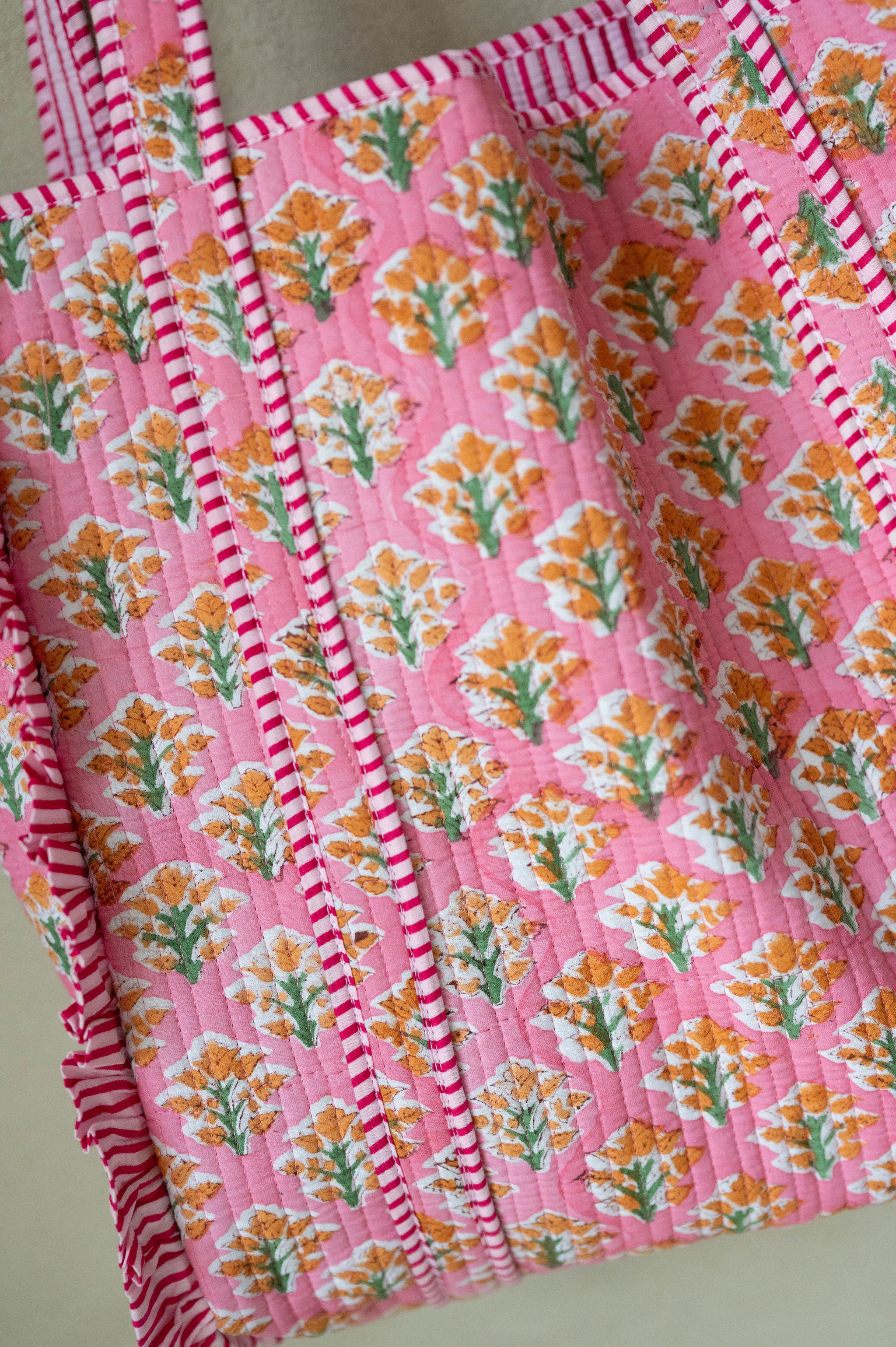 Mallory Floral Tote Bag-Bubblegum Pink