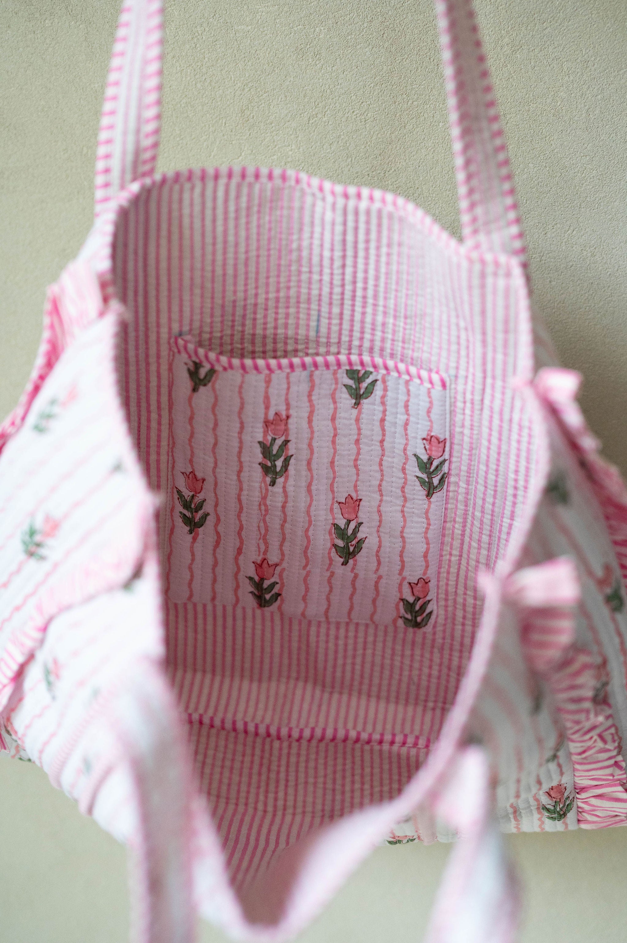 Larkin Floral Tote Bag-Peach