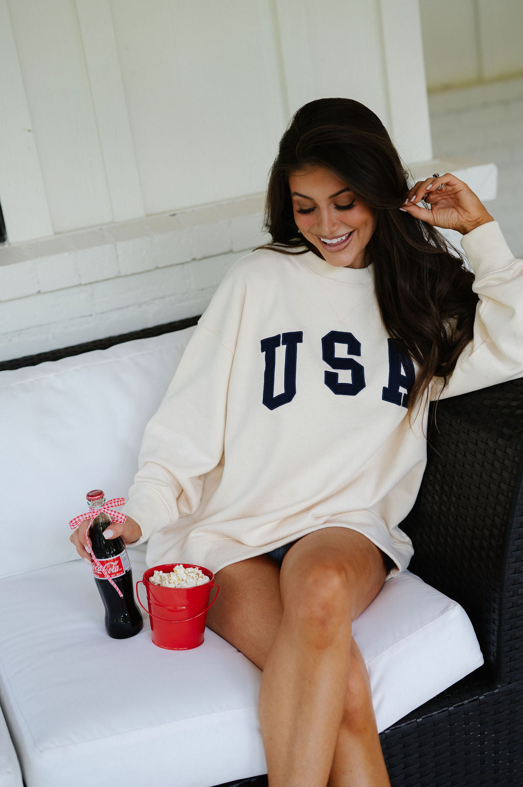 USA Slouchy Pullover- Cream