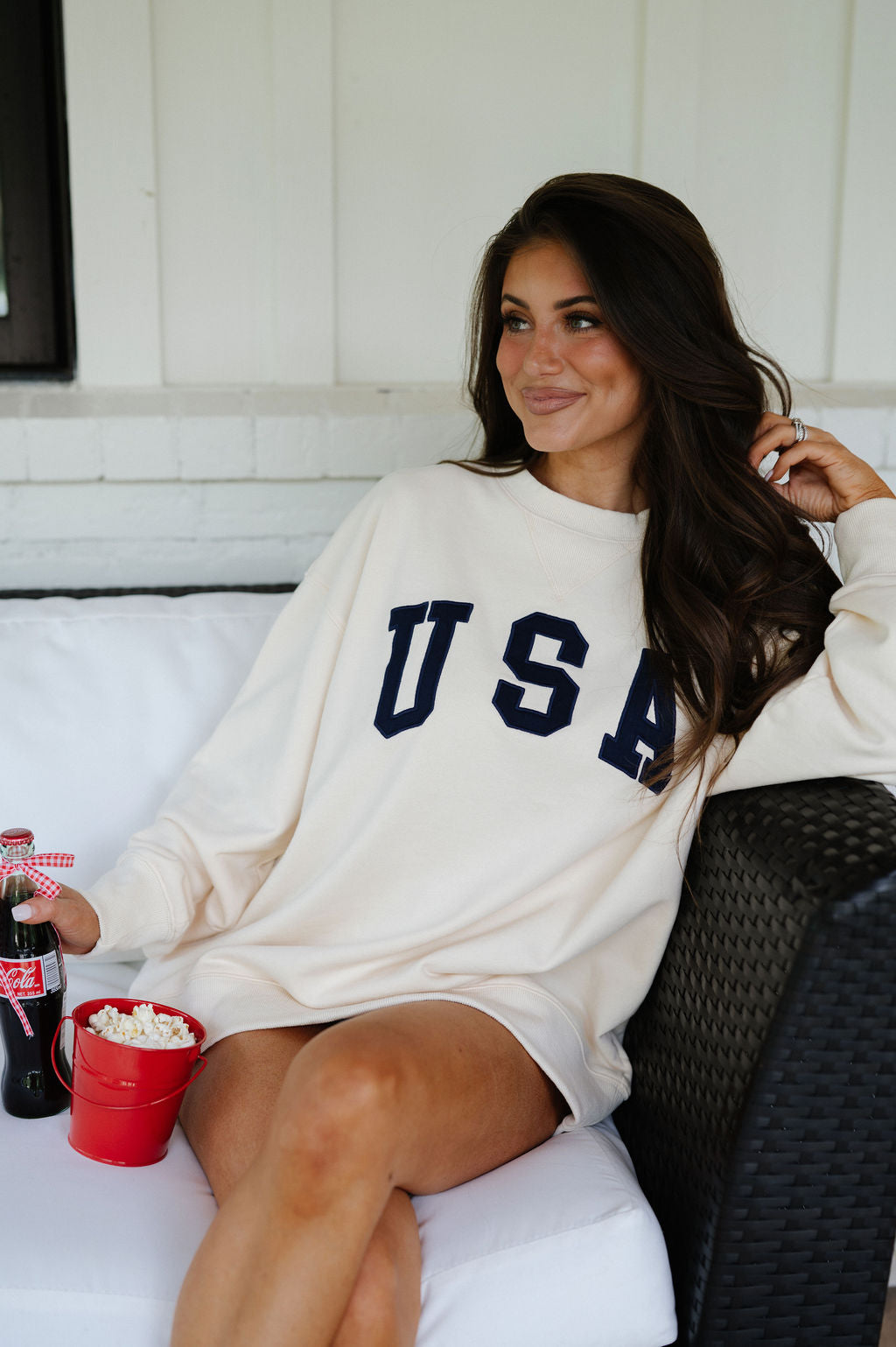 USA Slouchy Pullover- Cream