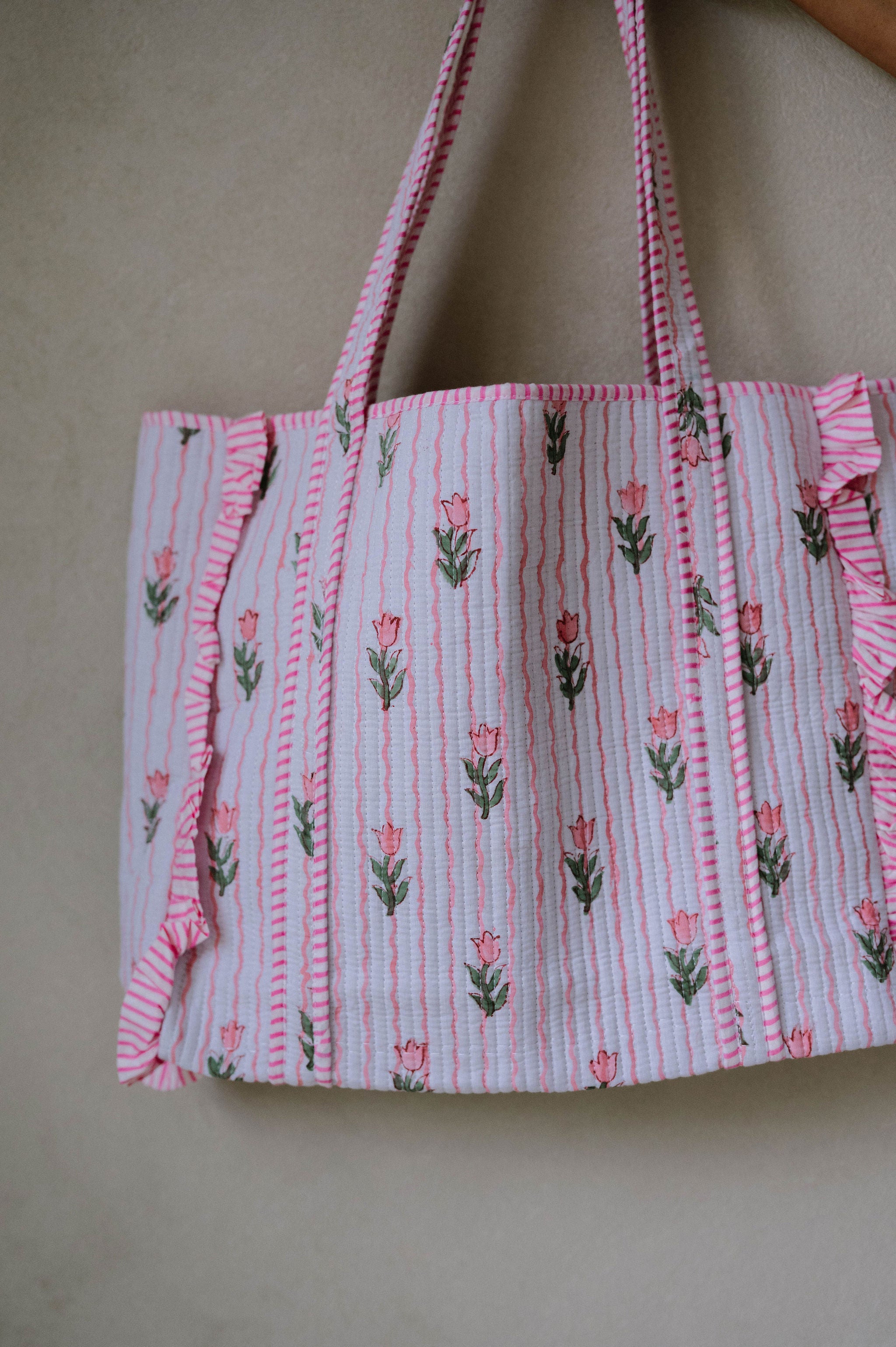 Larkin Floral Tote Bag-Peach