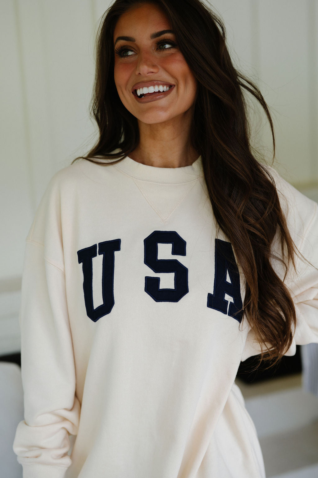 USA Slouchy Pullover- Cream