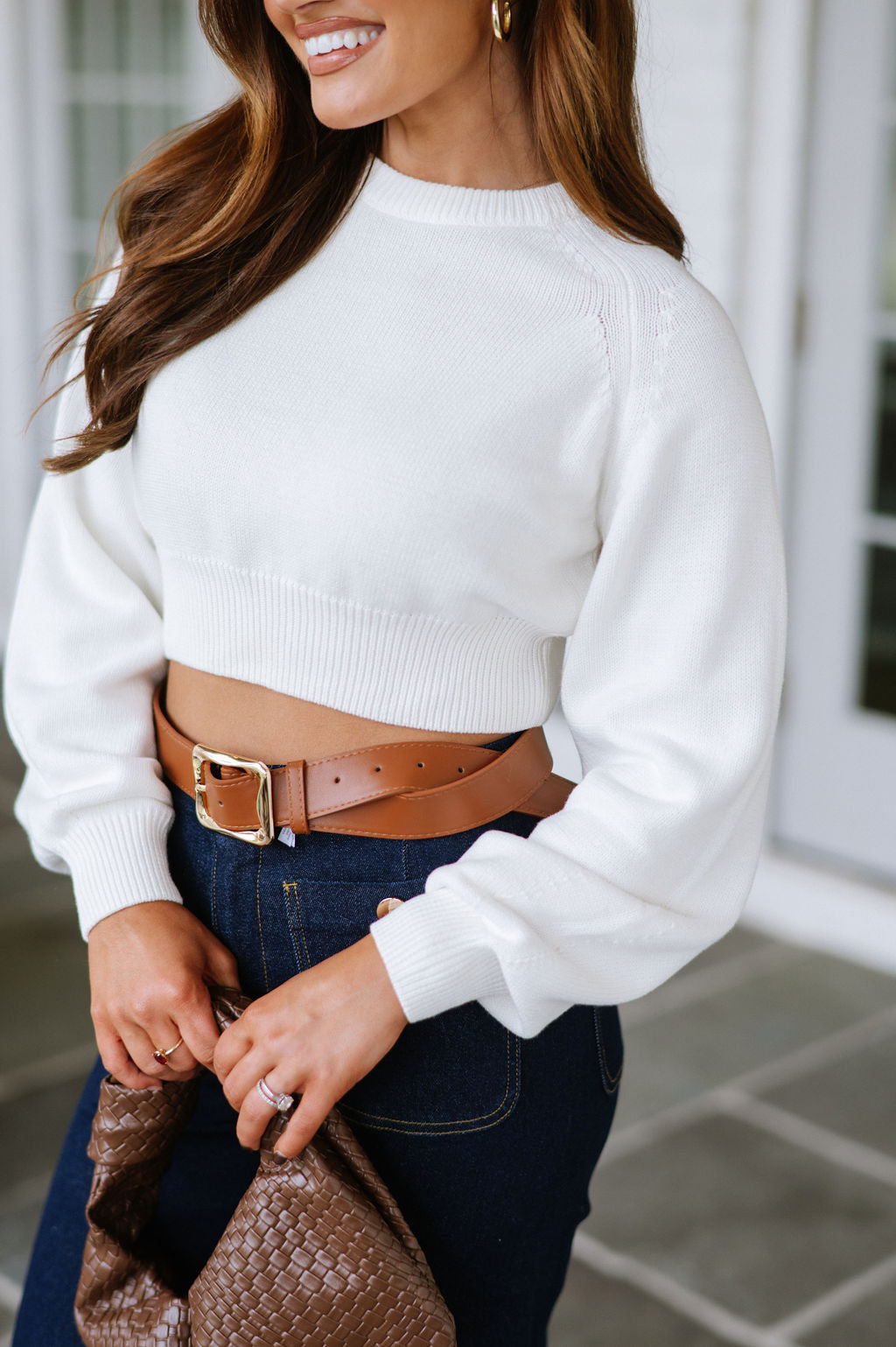 Austin Cropped Sweater-Off White