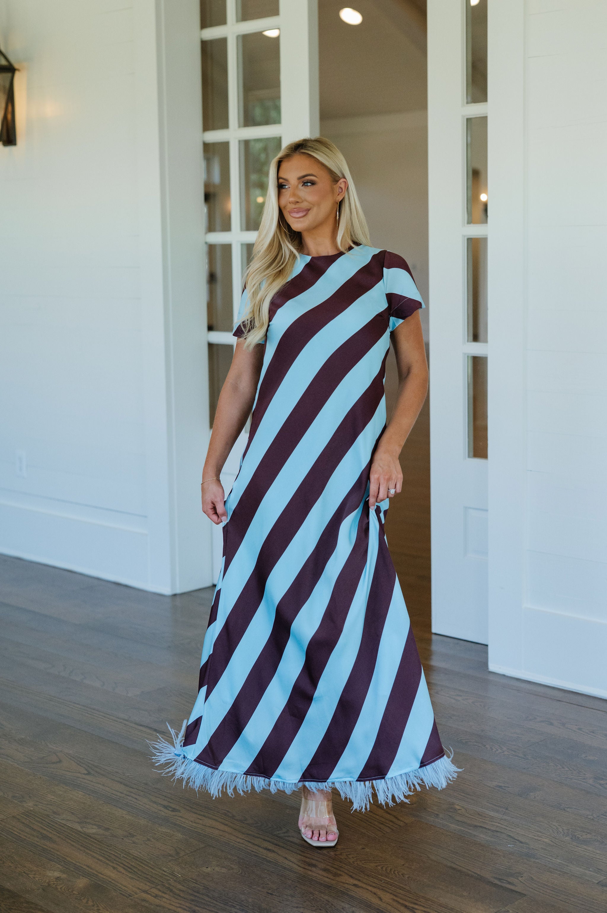 Susie Diagonal Stripe Dress-Blue