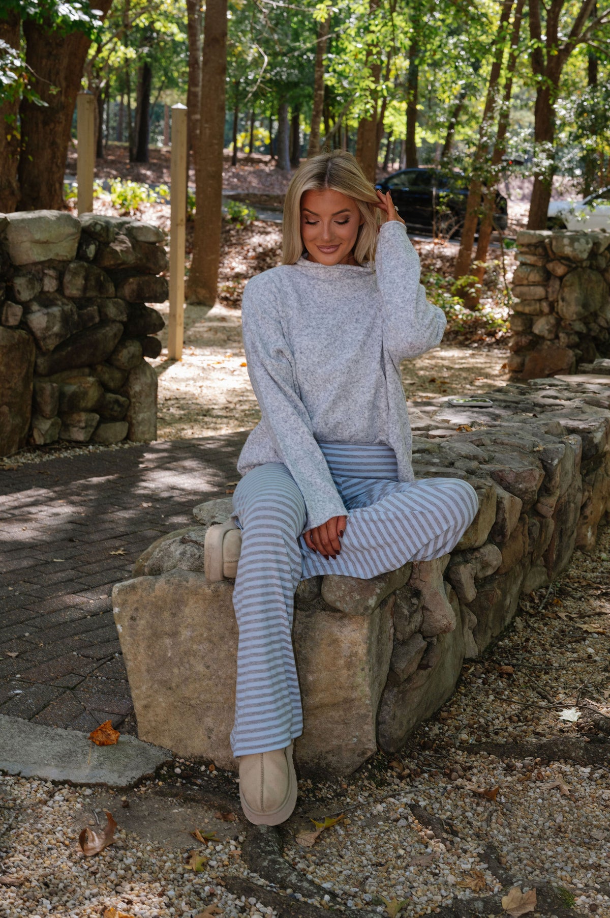 Lily Mock Neck Sweater-Heathered Grey