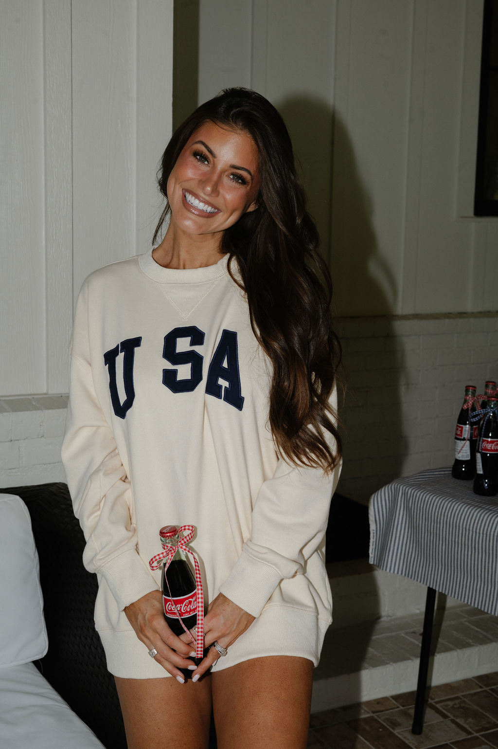 USA Slouchy Pullover- Cream