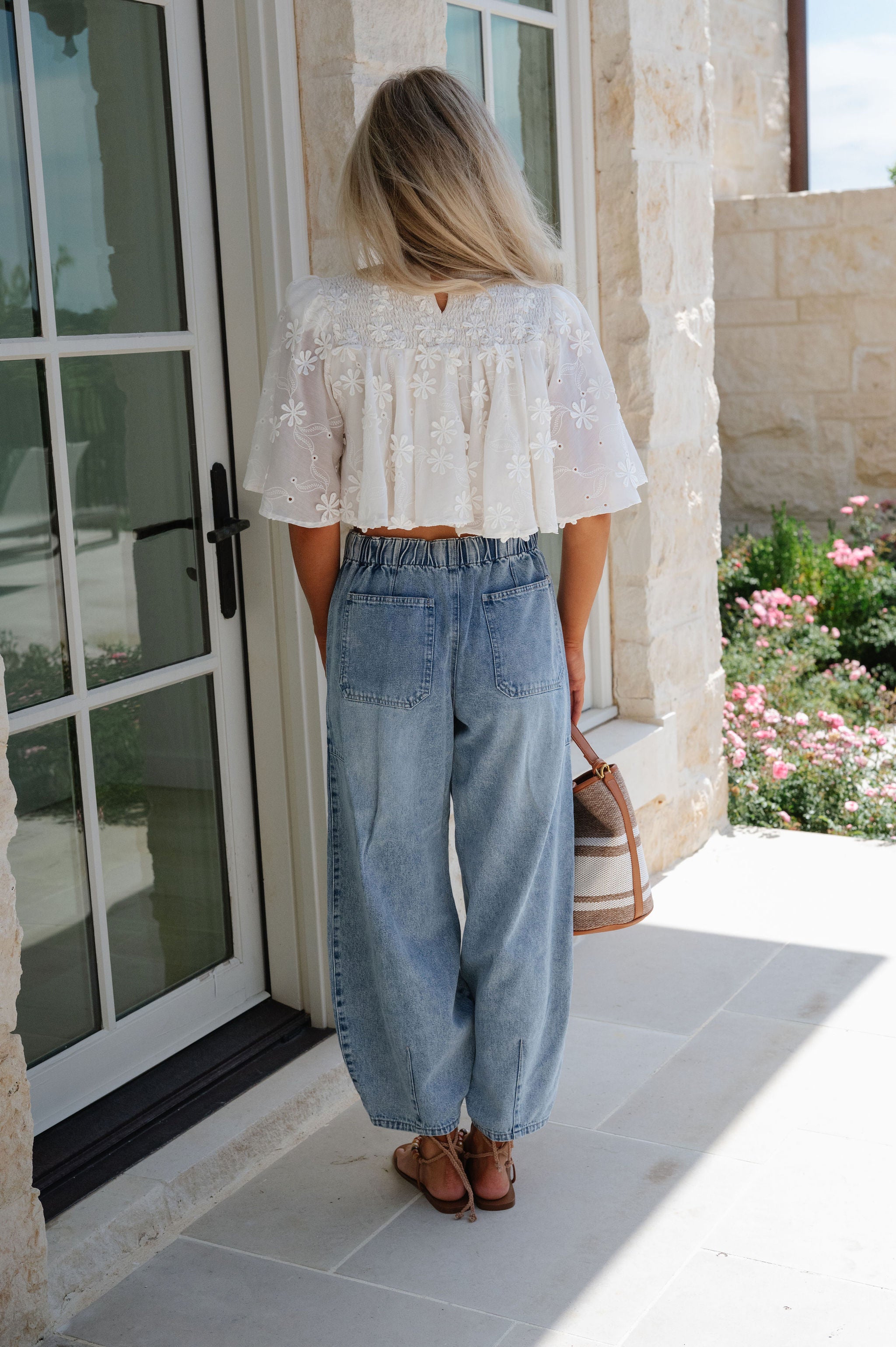 Eloise Floral Embroidered Top-Cream
