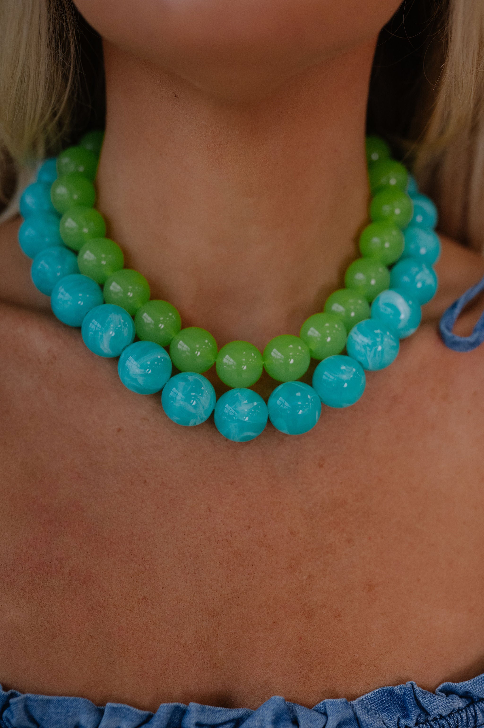 Big Beaded Necklace-Turquiose
