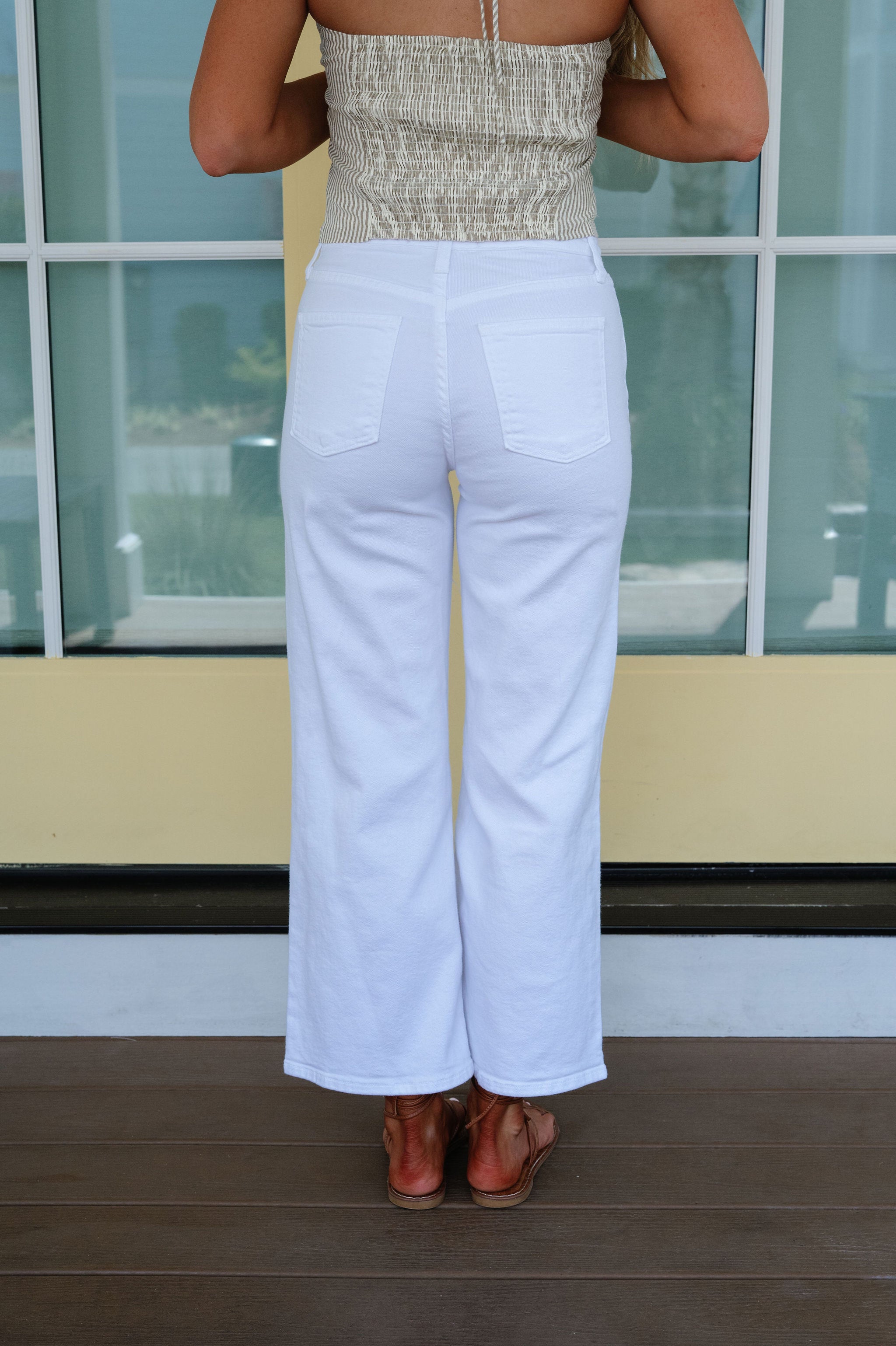 Palmer Cropped Wide Leg Jeans-Optic White