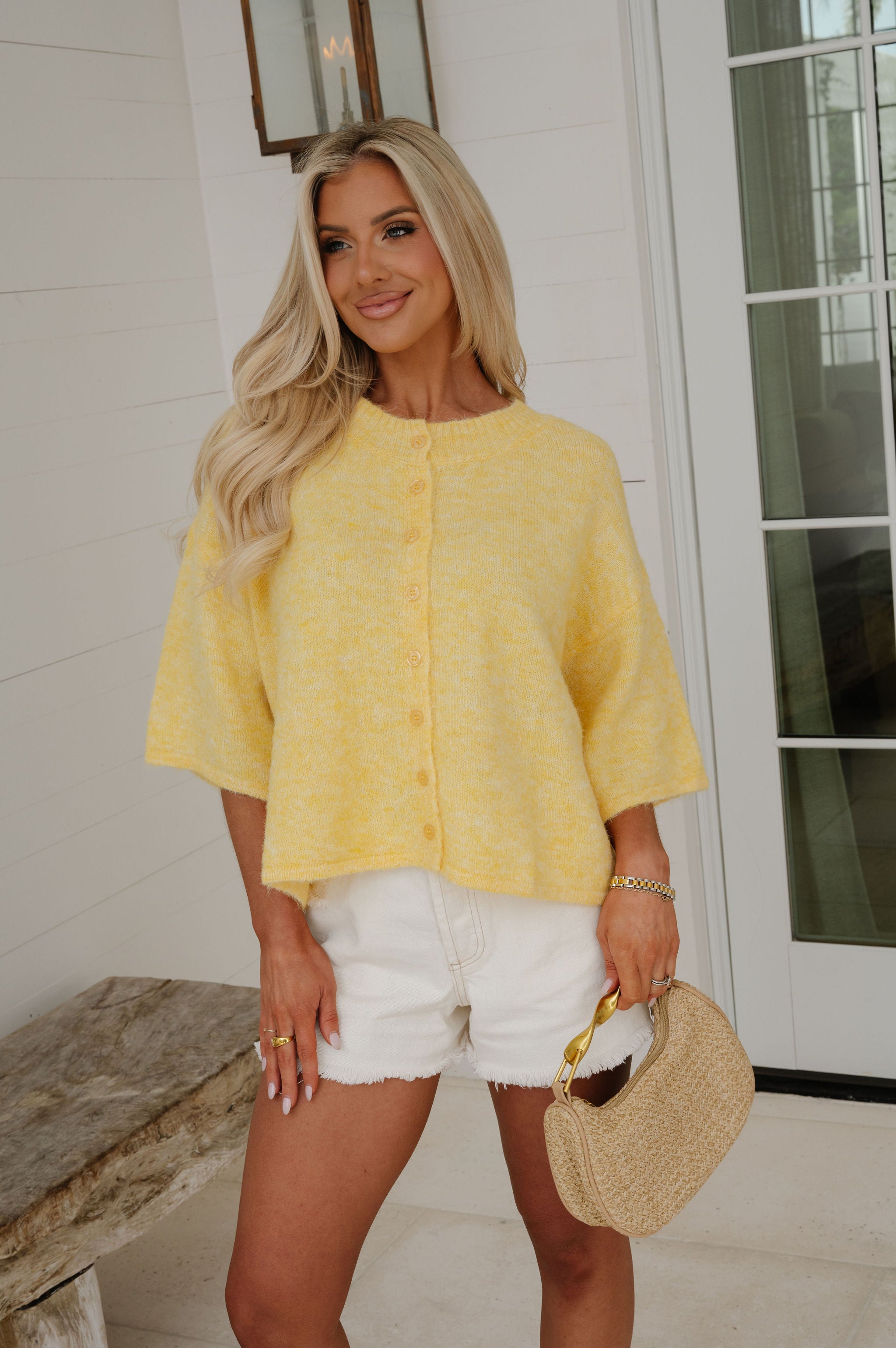 Channing Boxy Cardigan-Yellow
