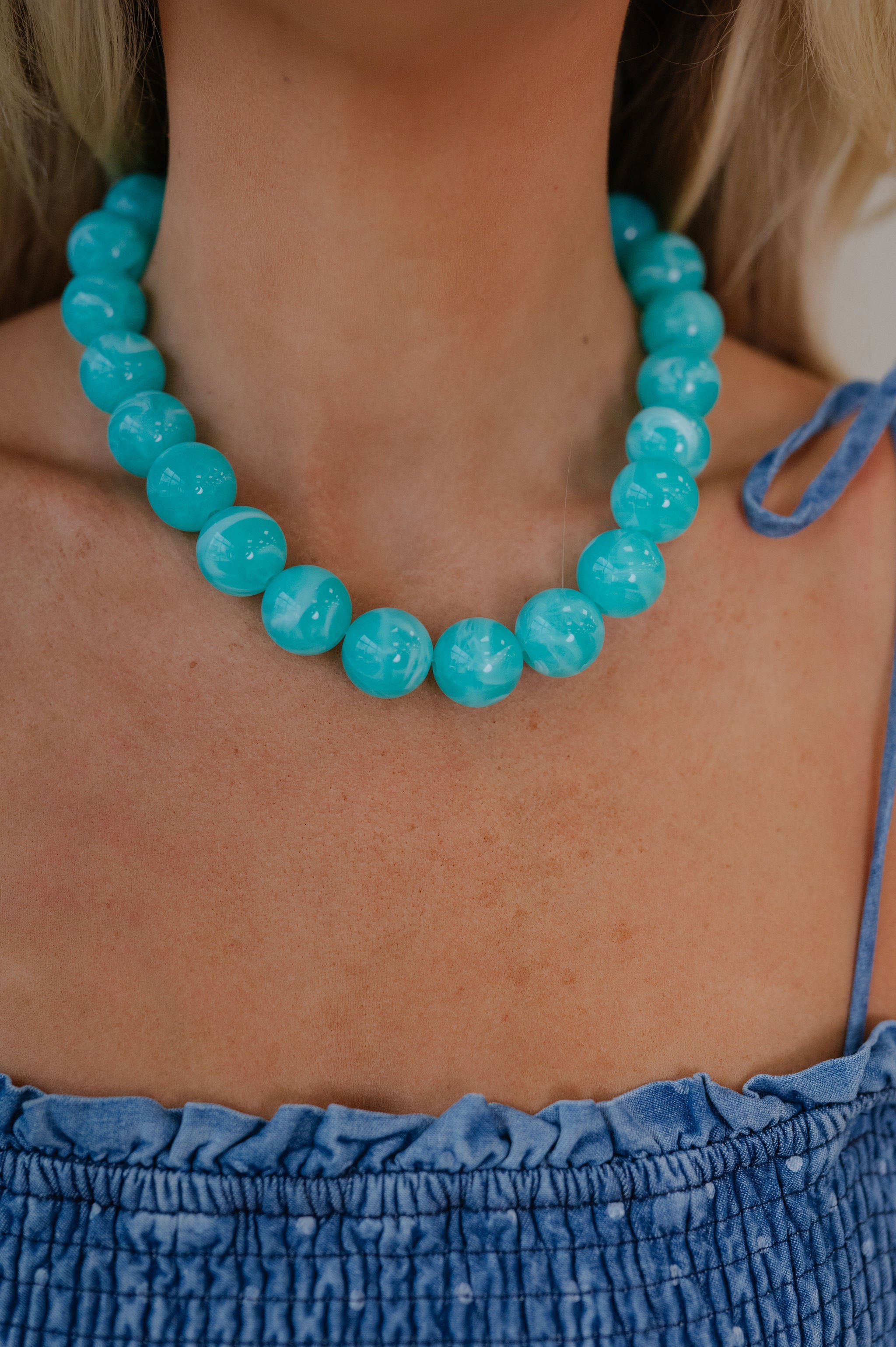 Big Beaded Necklace-Turquiose