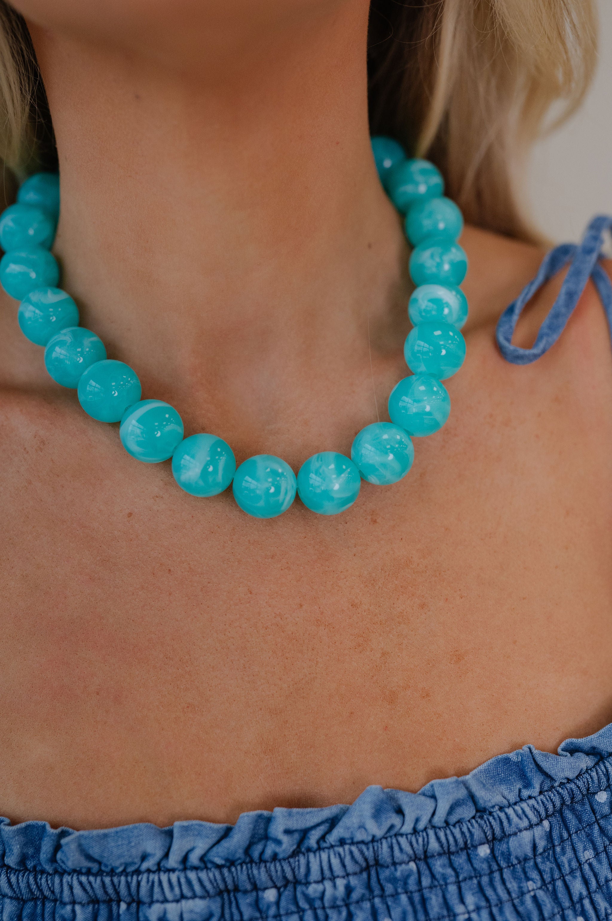 Big Beaded Necklace-Turquiose