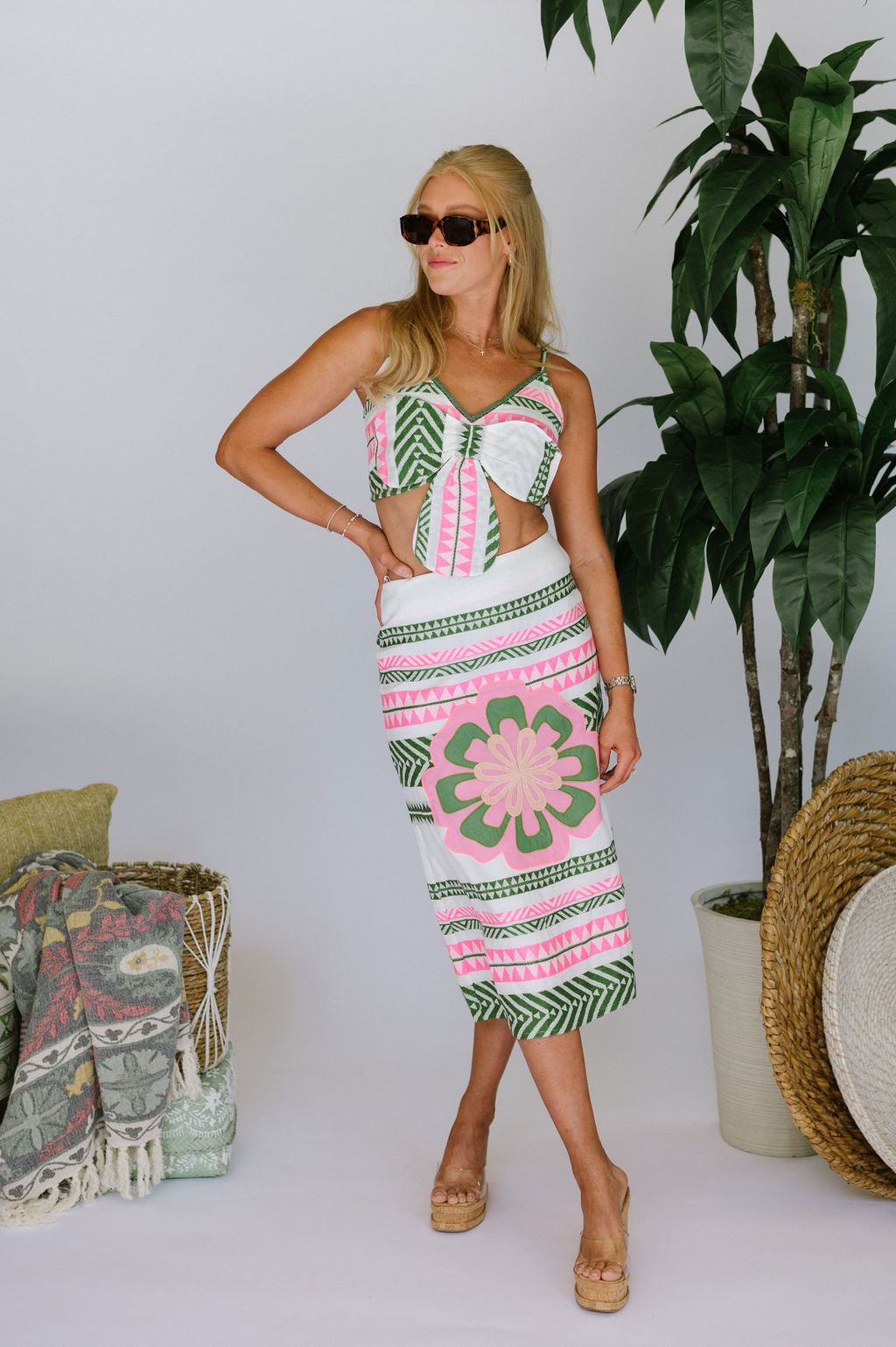 Darcy Skirt Set-Pink/Green