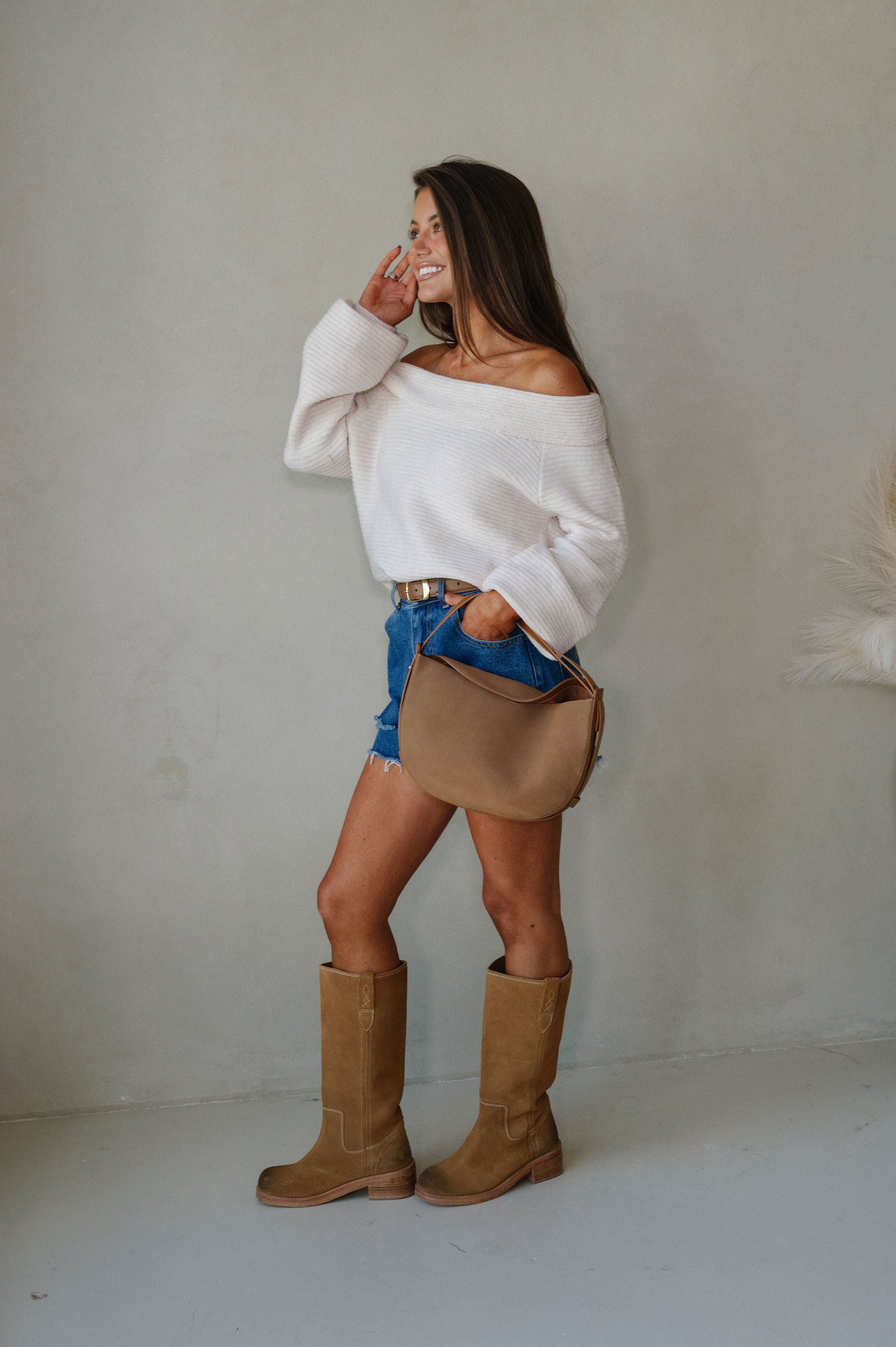Shelby Off the Shoulder Sweater-Cream