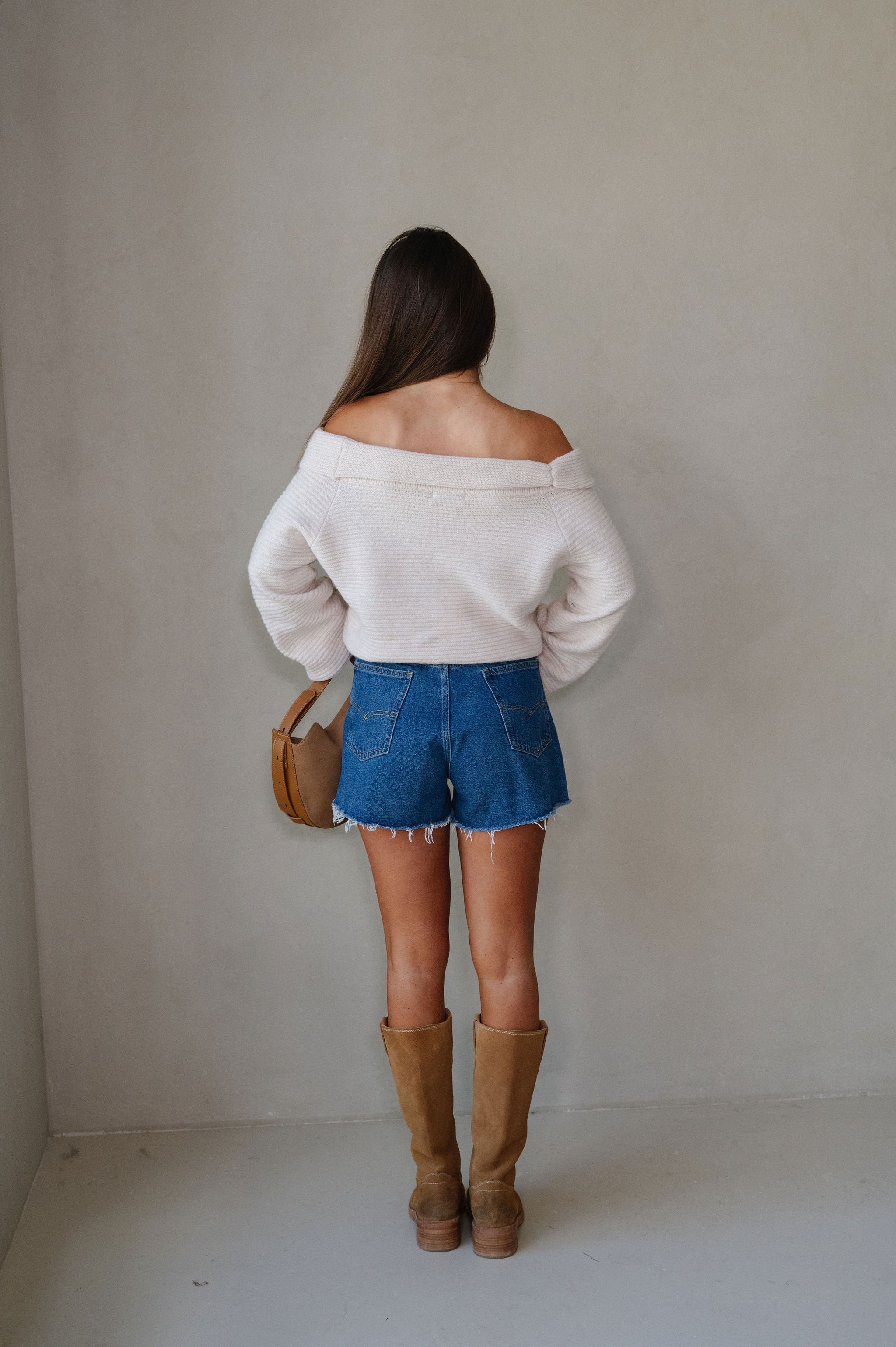 Shelby Off the Shoulder Sweater-Cream