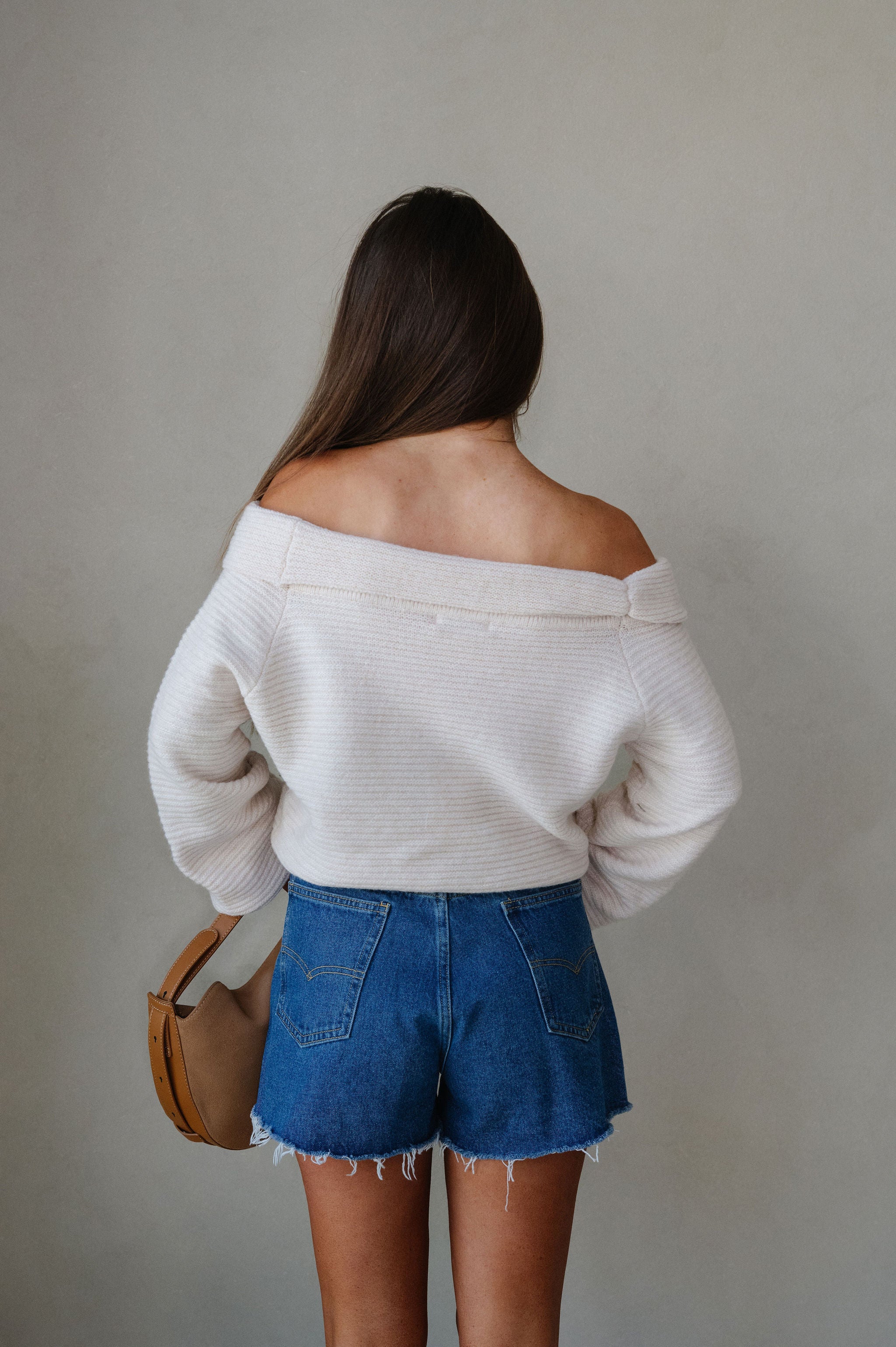 Shelby Off the Shoulder Sweater-Cream