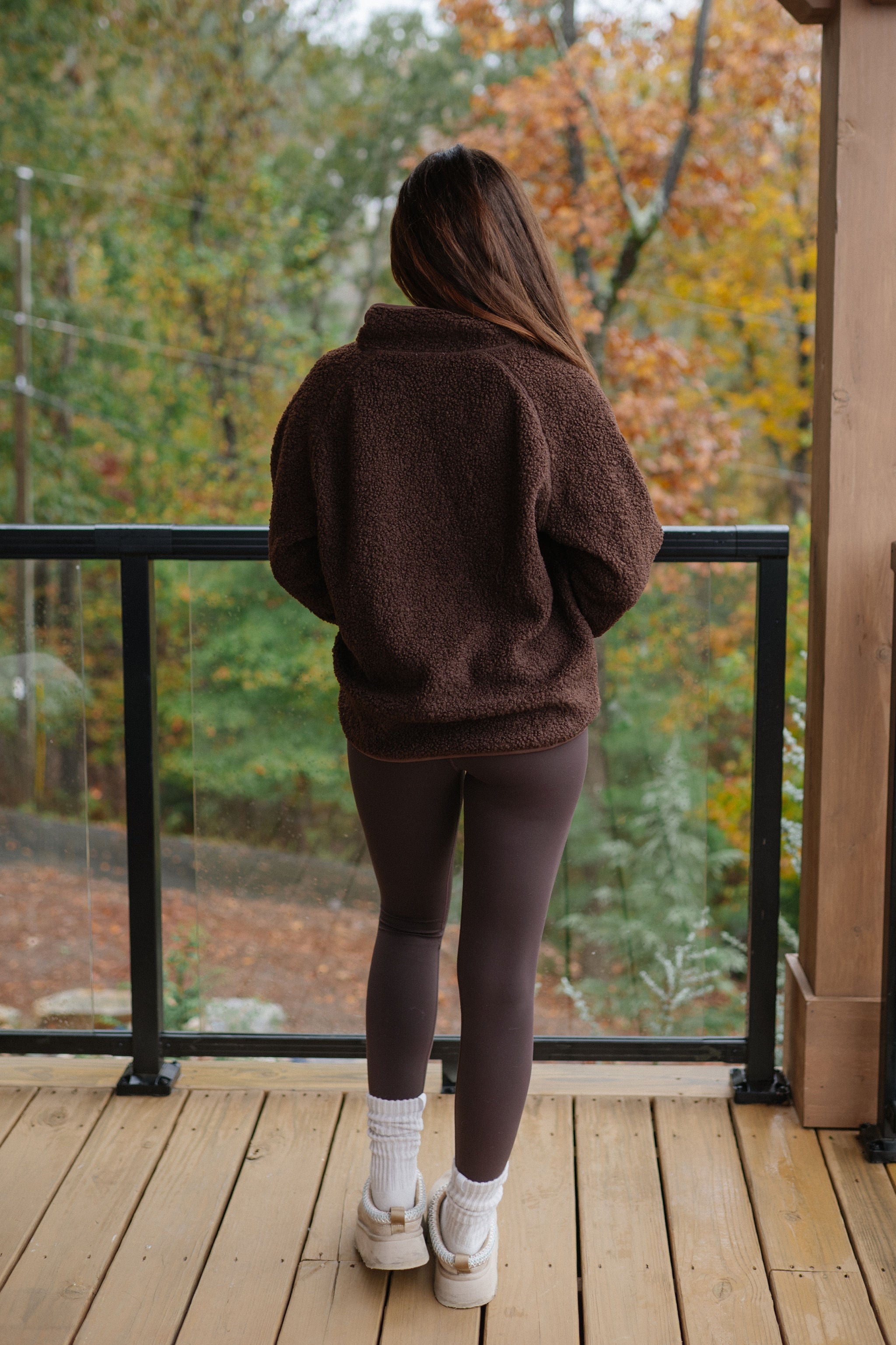 Raglan Sherpa Jacket-Brown