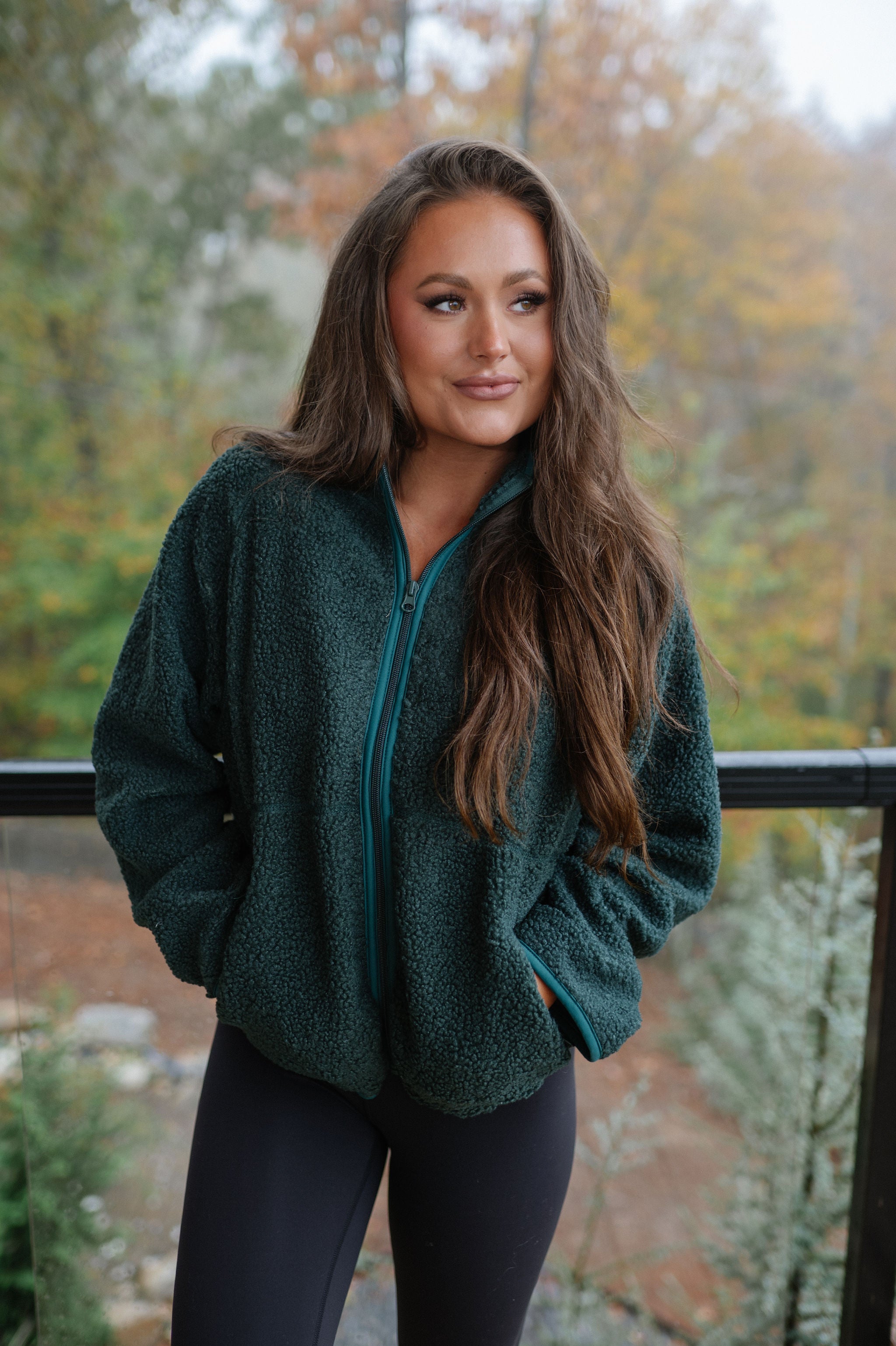 Raglan Sherpa Jacket-Green