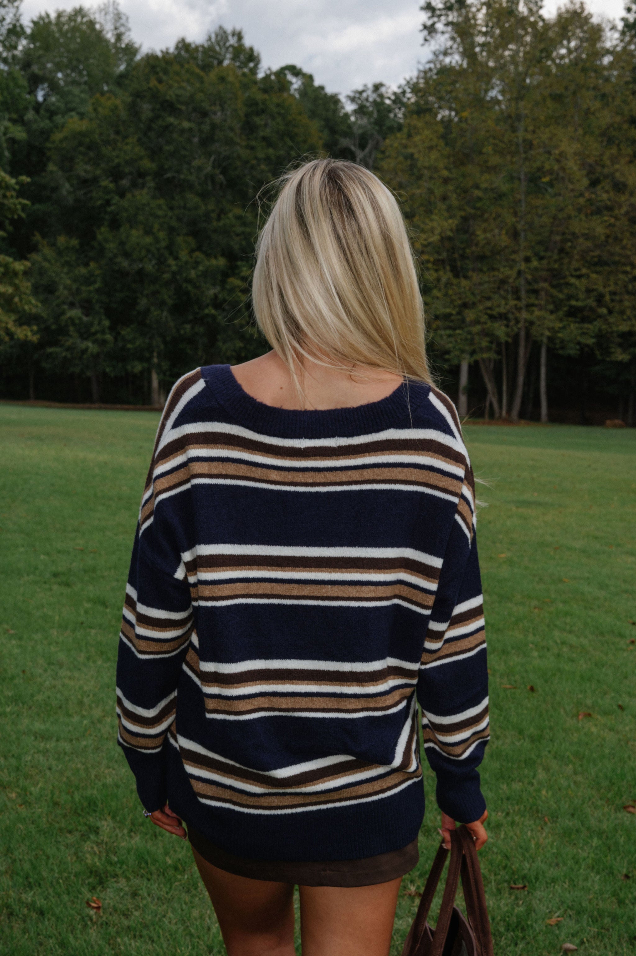 Serena Stripe Sweater-Navy