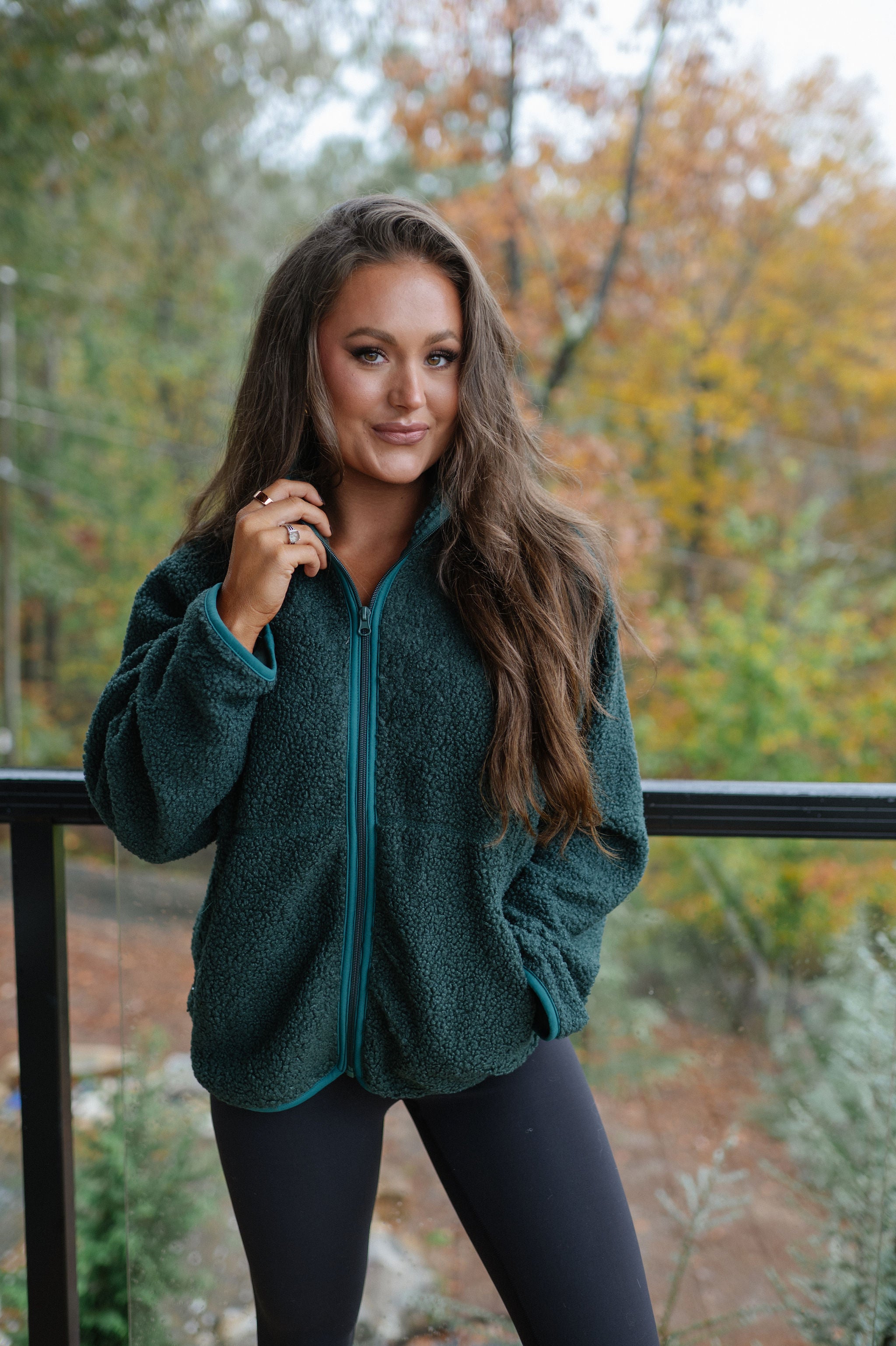 Raglan Sherpa Jacket-Green