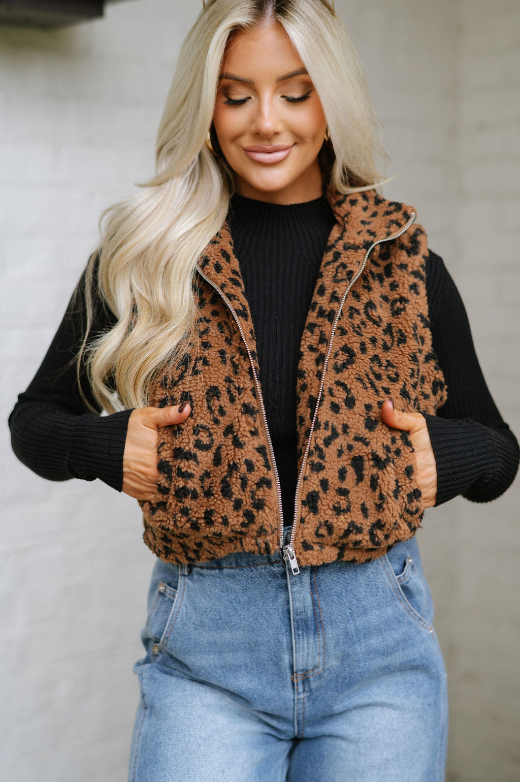 Animal Print Sherpa Vest