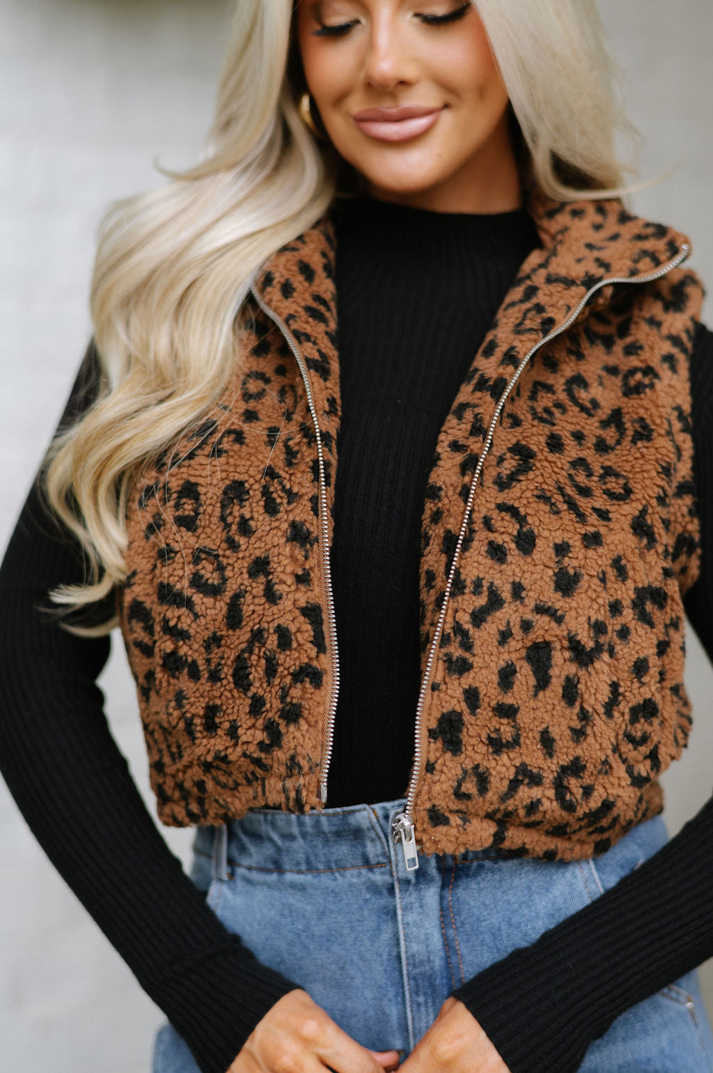 Animal Print Sherpa Vest