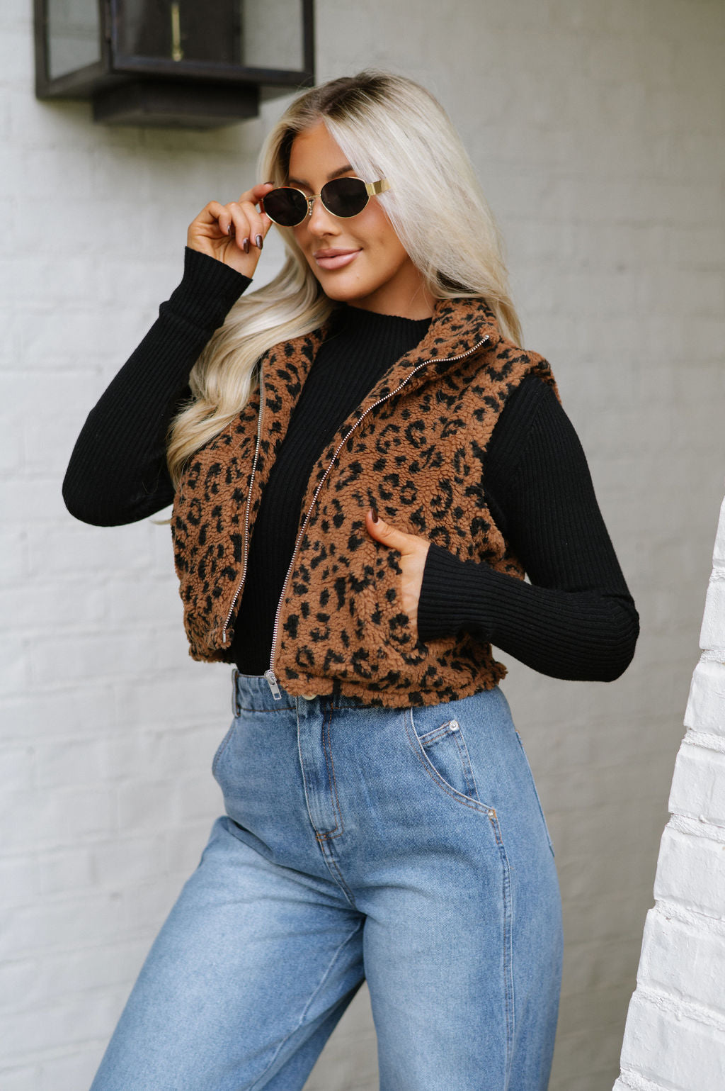 Animal Print Sherpa Vest