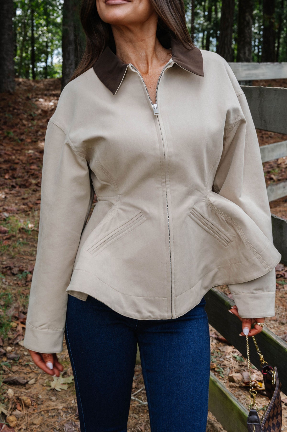 Maggie Peplum Jacket-Taupe