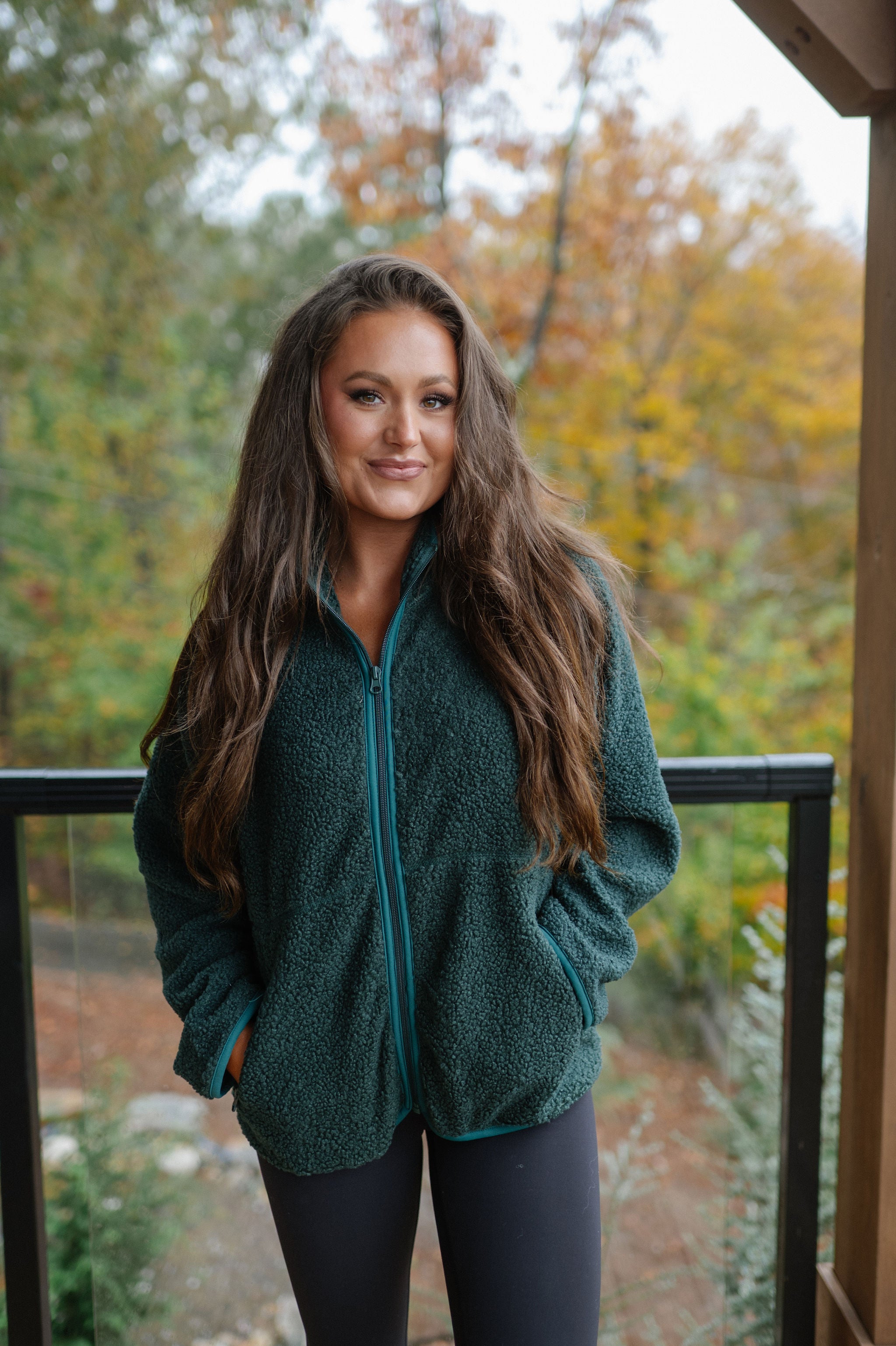 Raglan Sherpa Jacket-Green