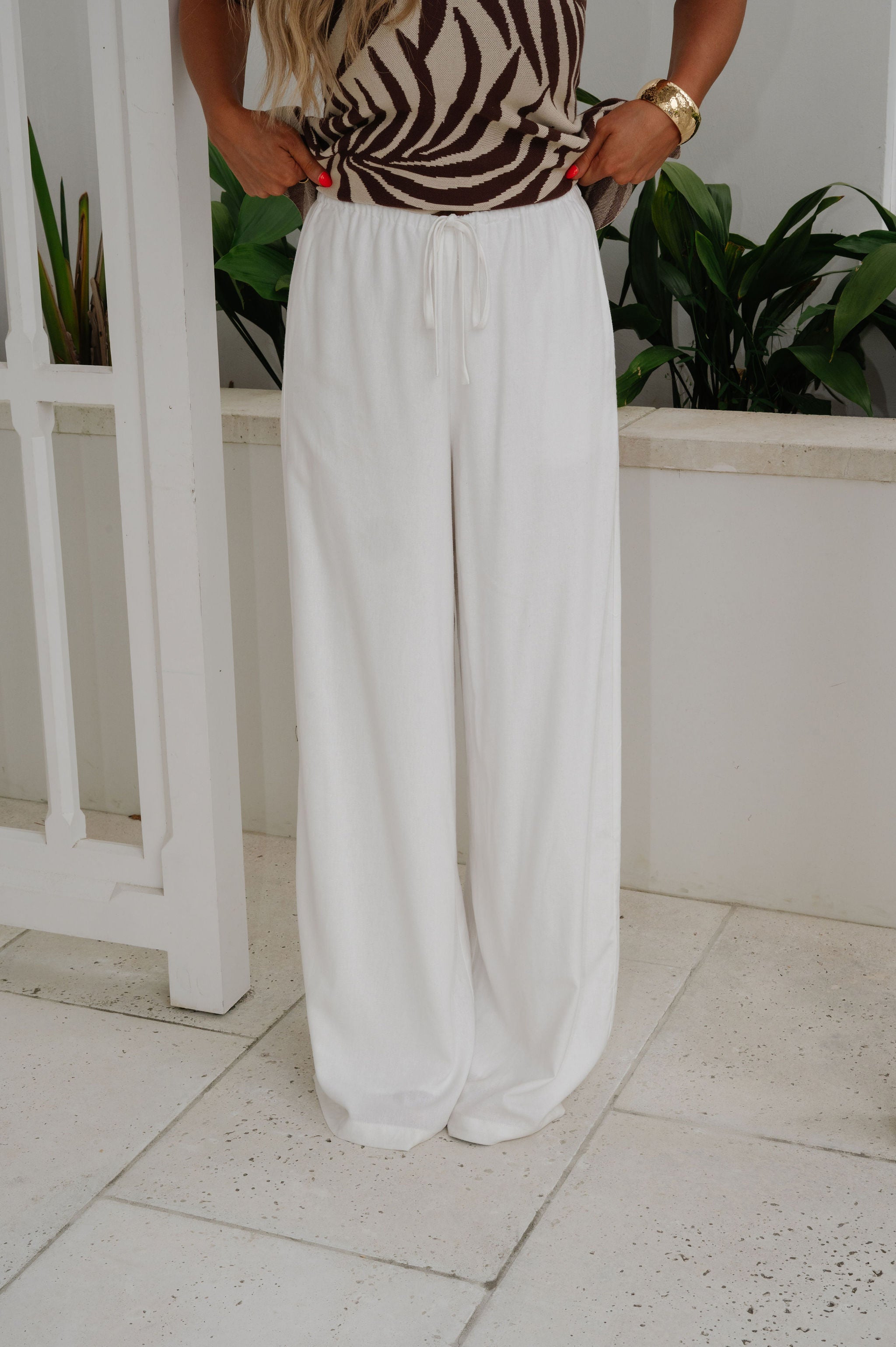 Collins Linen Pants-Ivory
