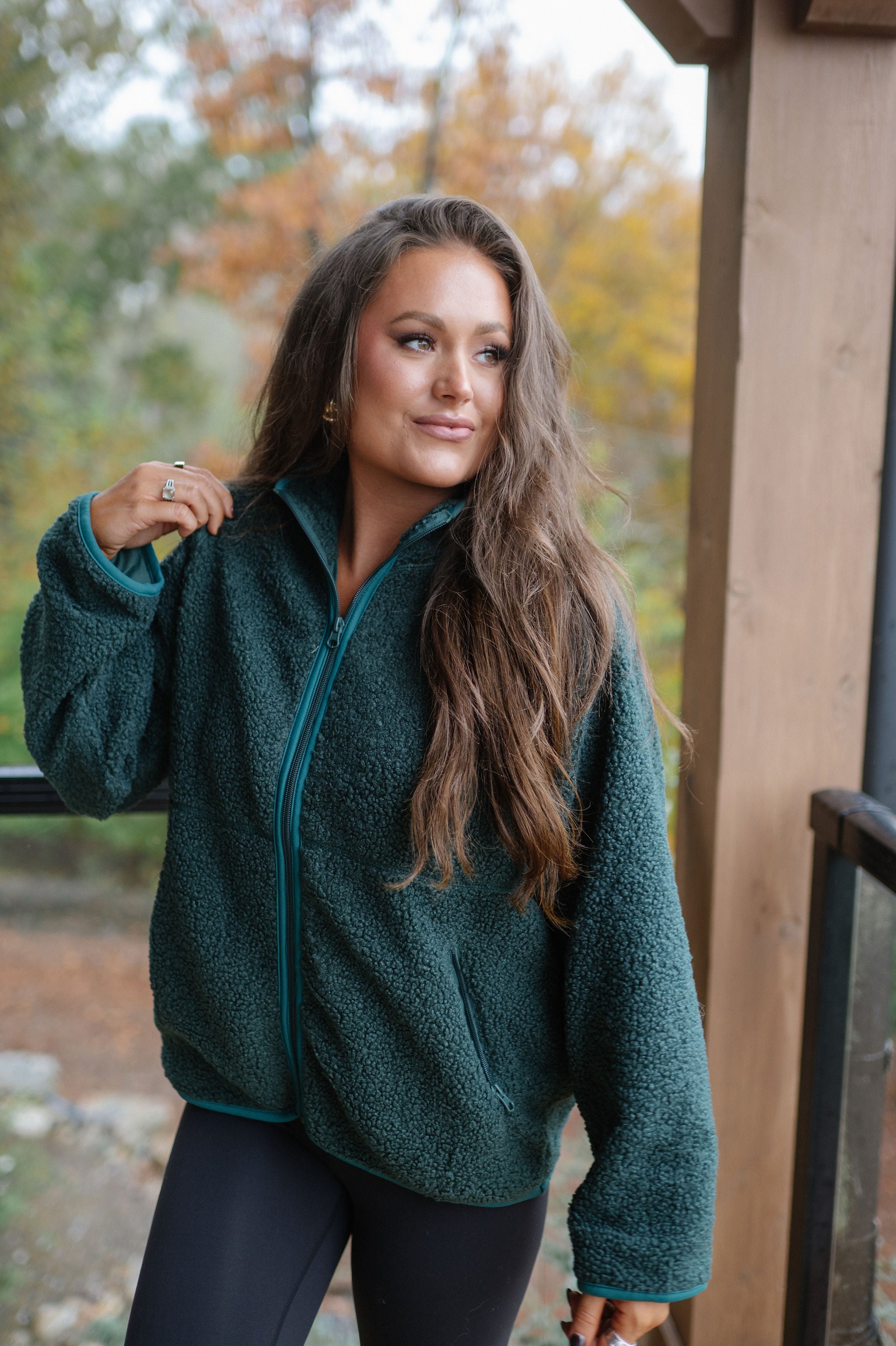 Raglan Sherpa Jacket-Green
