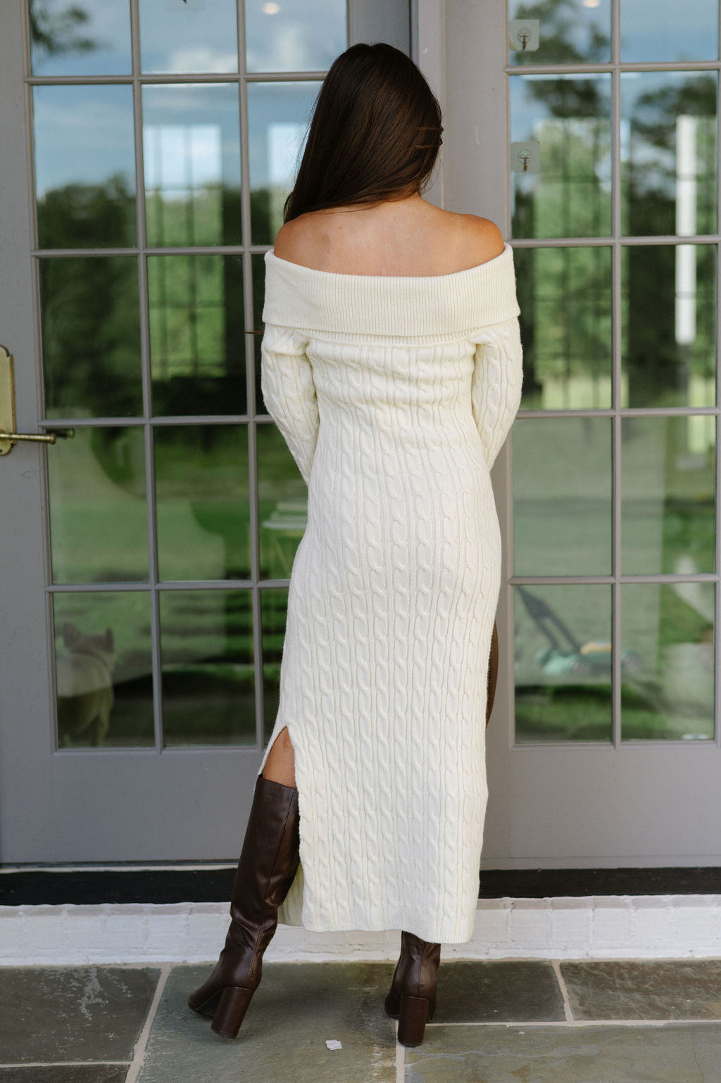 Cable Knit Maxi Dress-Ivory