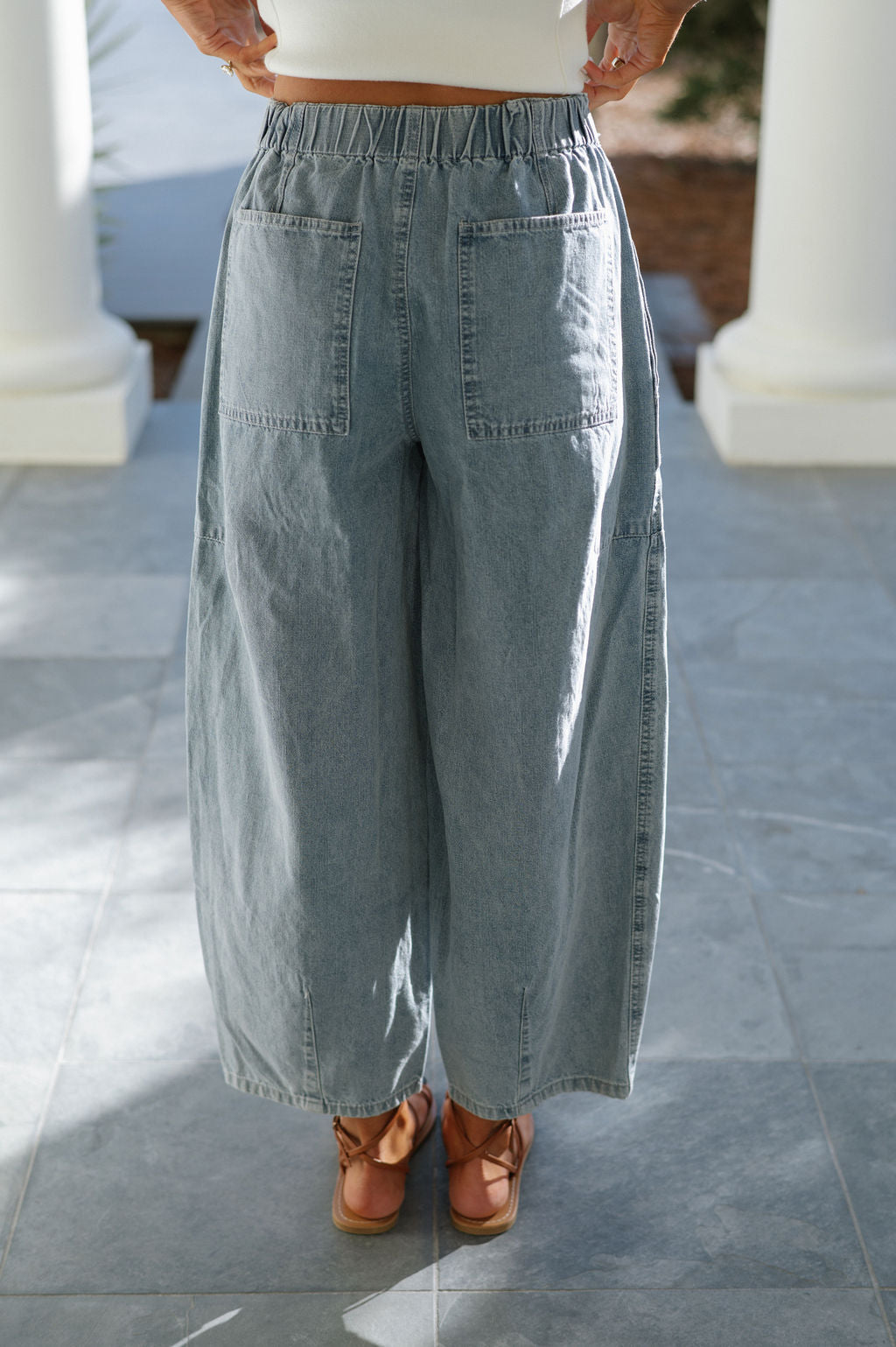Balloon Denim Pants-Light Denim