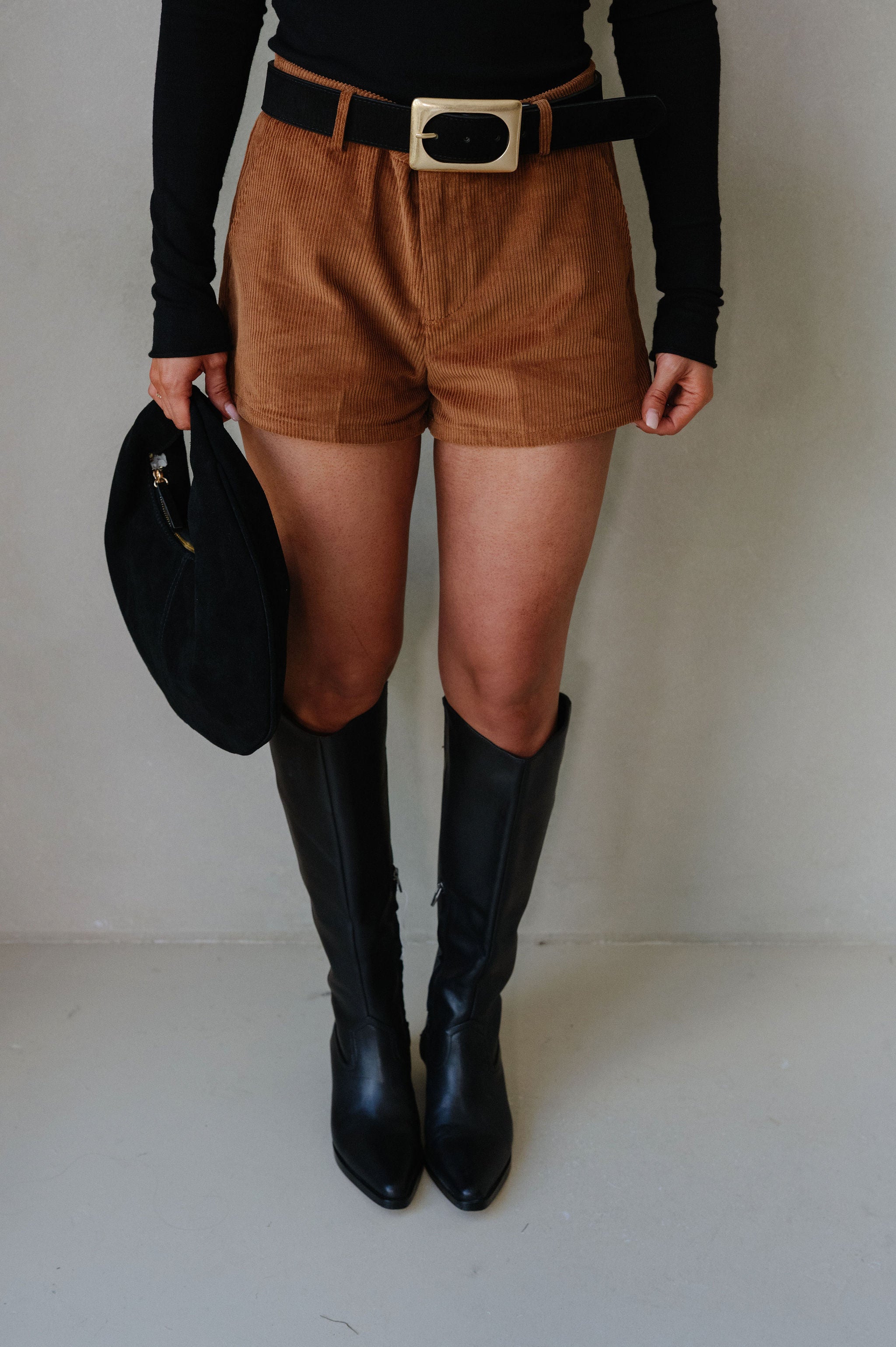 Astrid Corduroy Shorts-Brown
