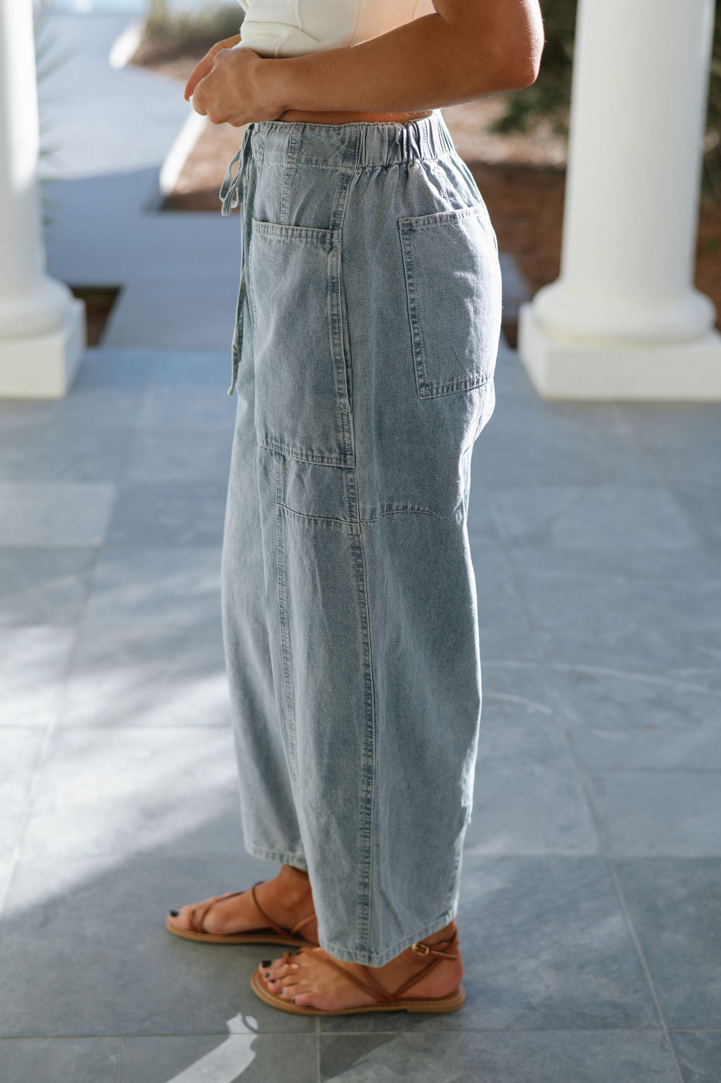 Balloon Denim Pants-Light Denim