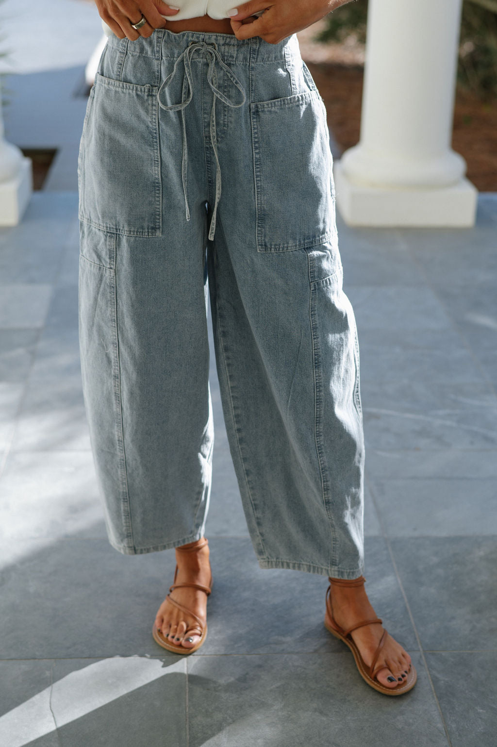 Balloon Denim Pants-Light Denim