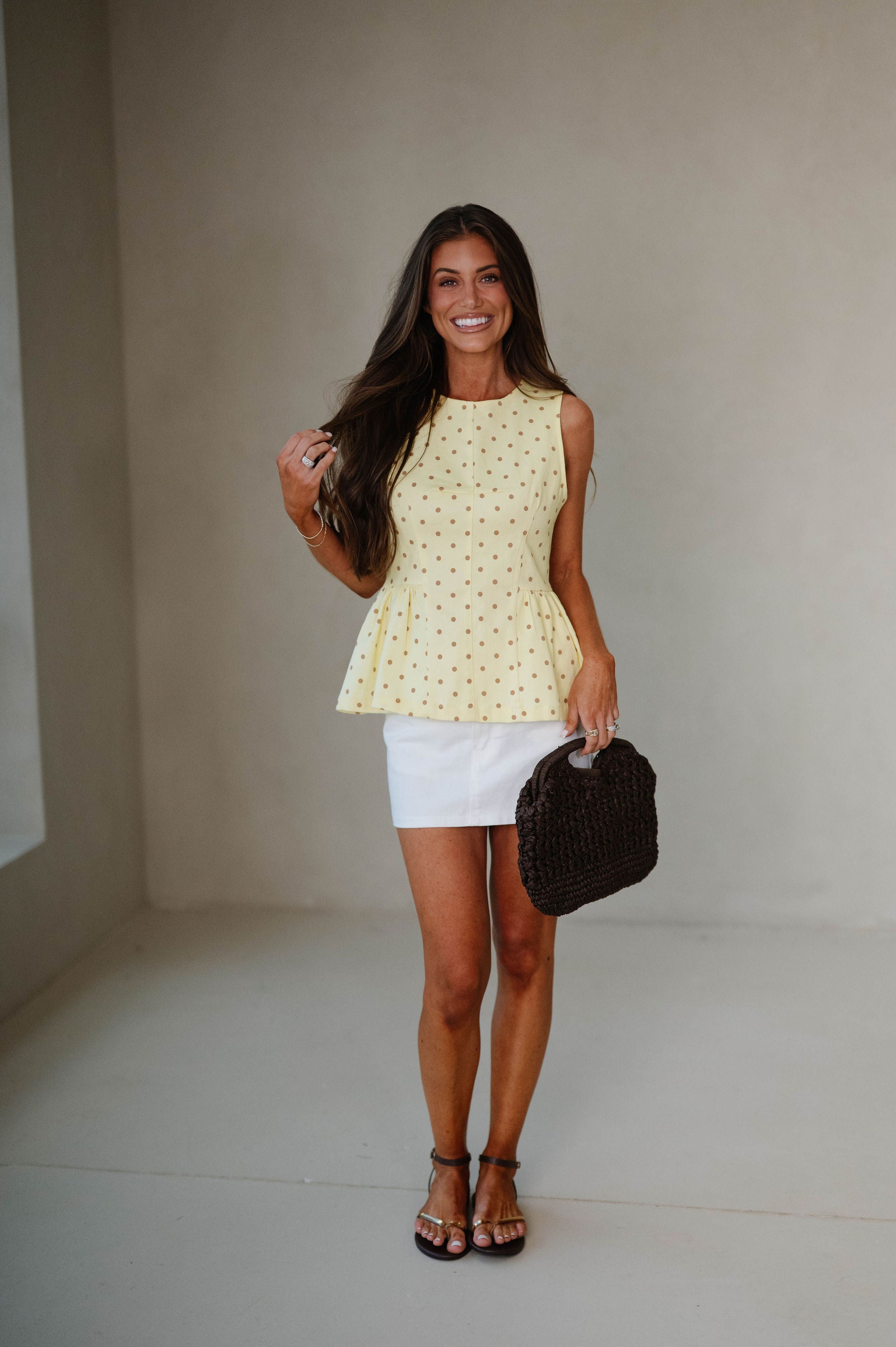 Claire Peplum Top-Lemon