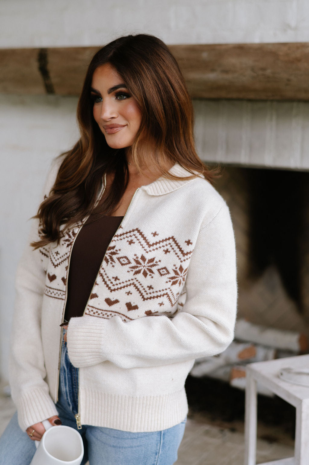 Fair Isle Cardigan-Cream