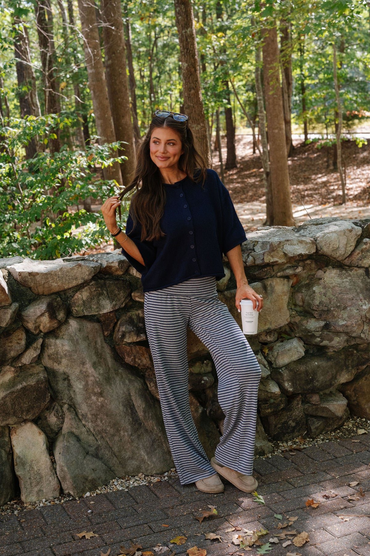 Kelsey Quarter Sleeve Cardigan-Navy