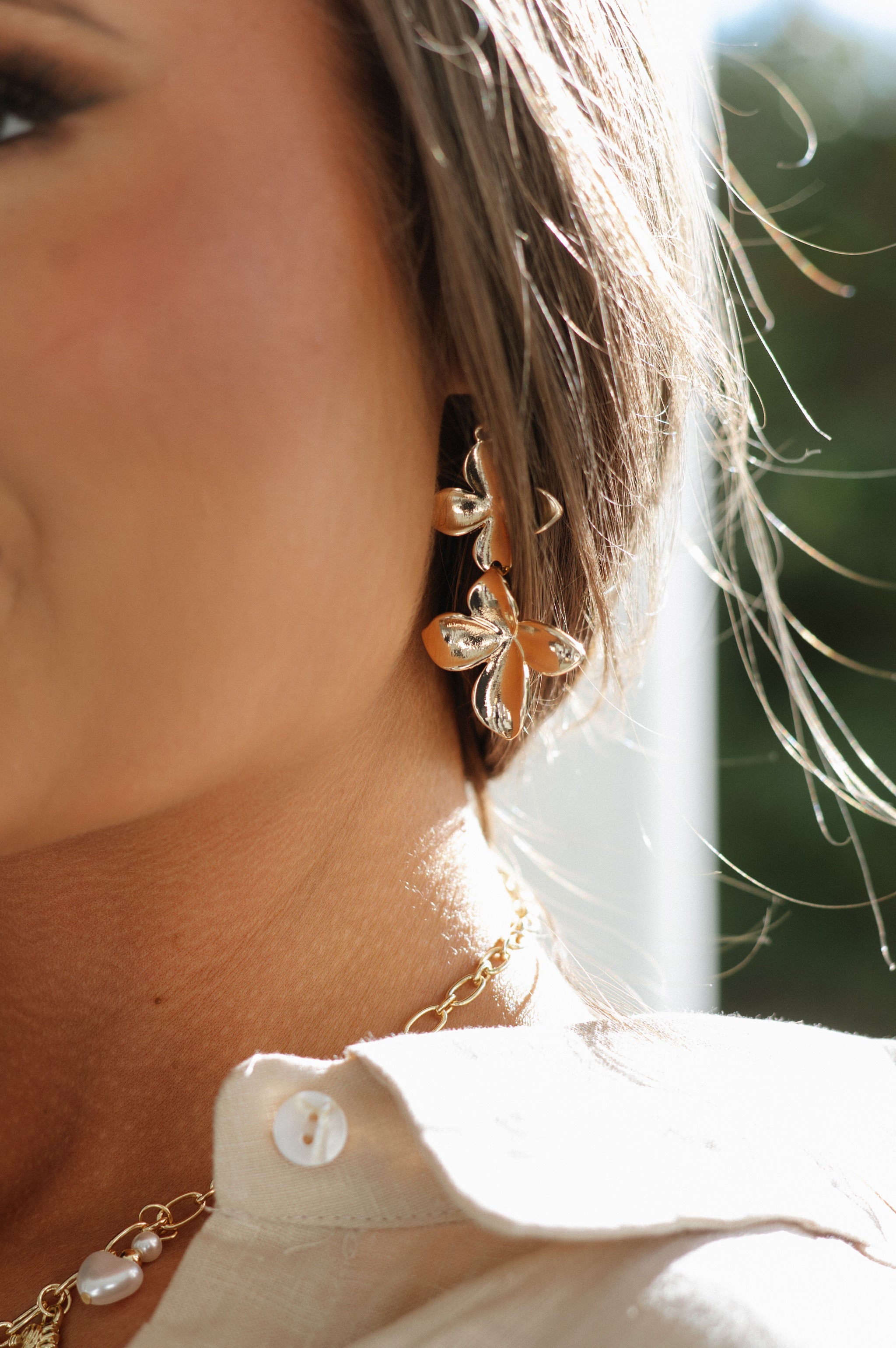 Blossom Flower Earrings - Gold