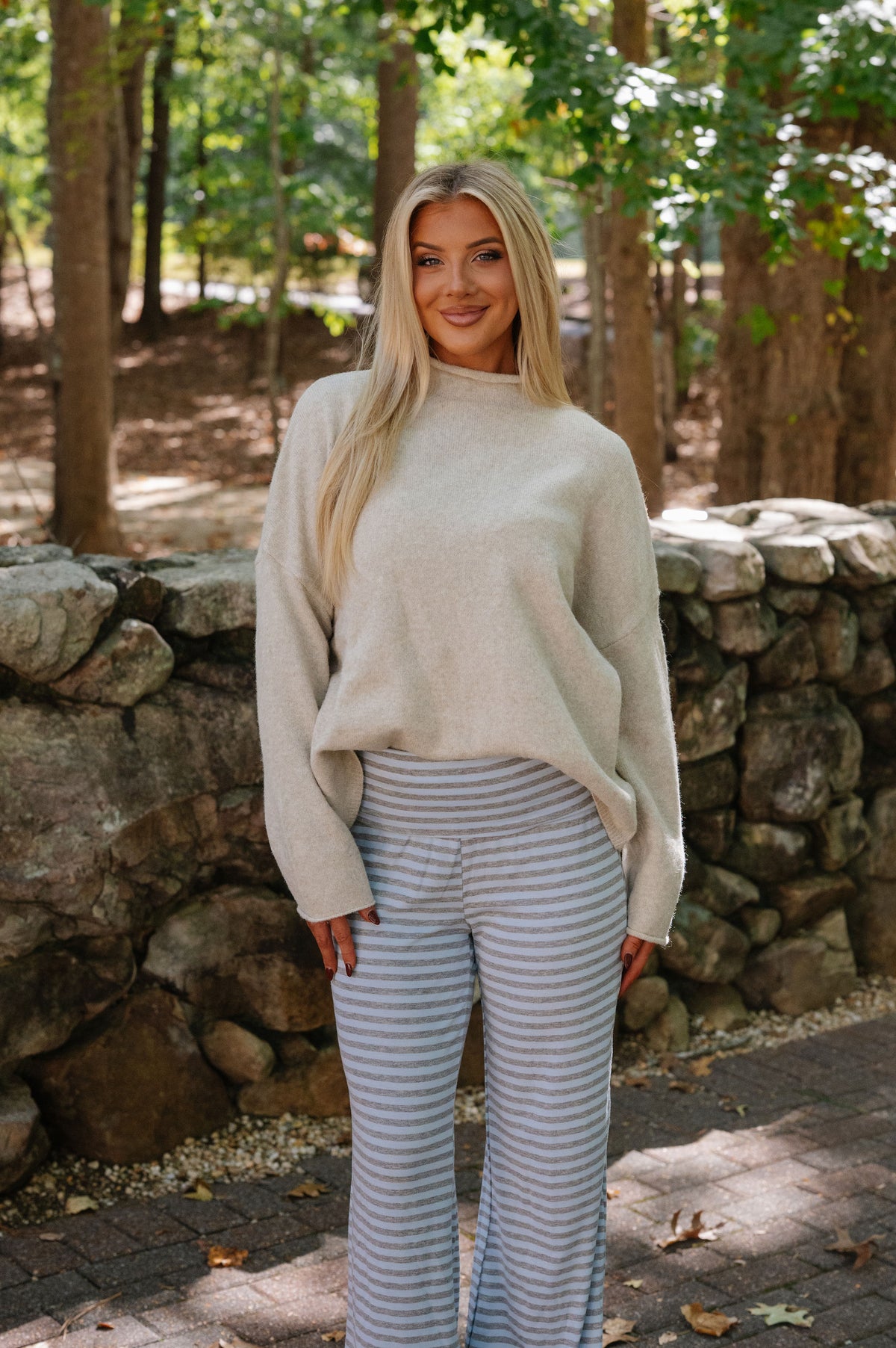 Lily Mock Neck Sweater-Beige