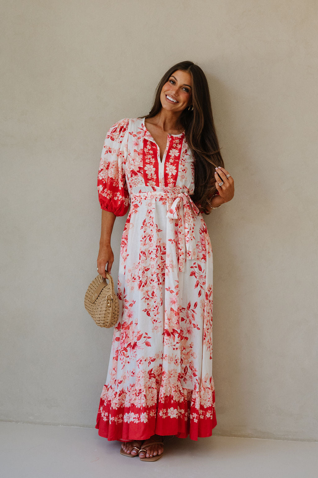 Teressa Floral Dress-Red Multi