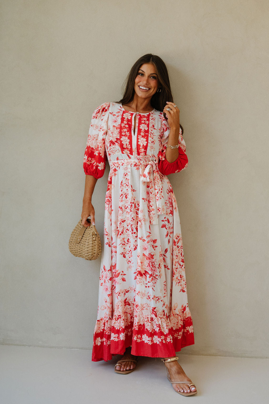 Teressa Floral Dress-Red Multi