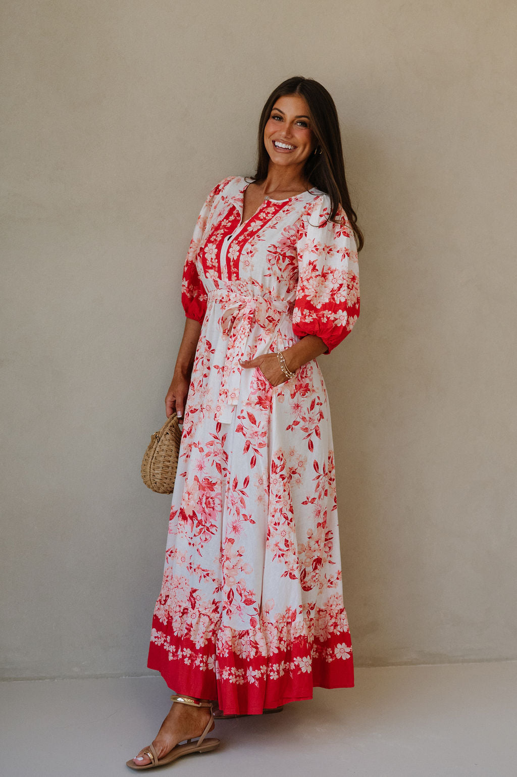 Teressa Floral Dress-Red Multi
