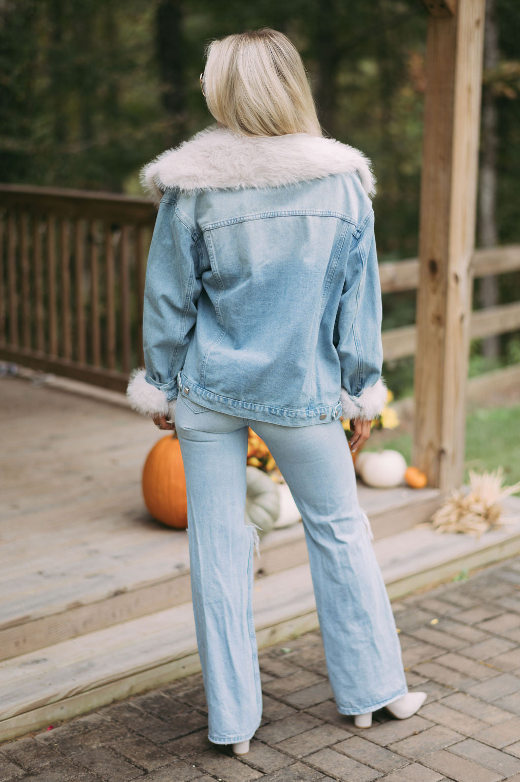 These Three Boutique Kiki Faux Fur Denim Jacket