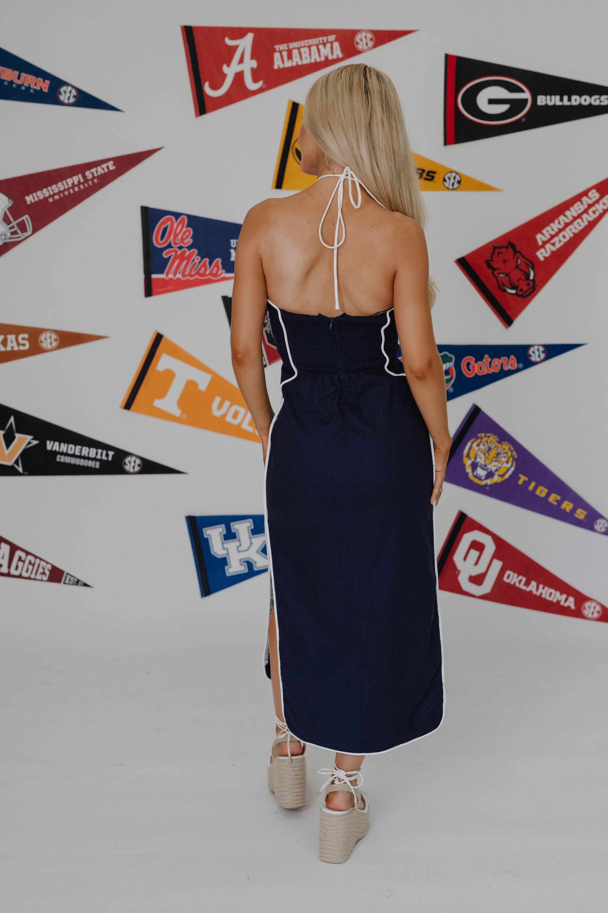 Leon Halter Midi Dress-Navy